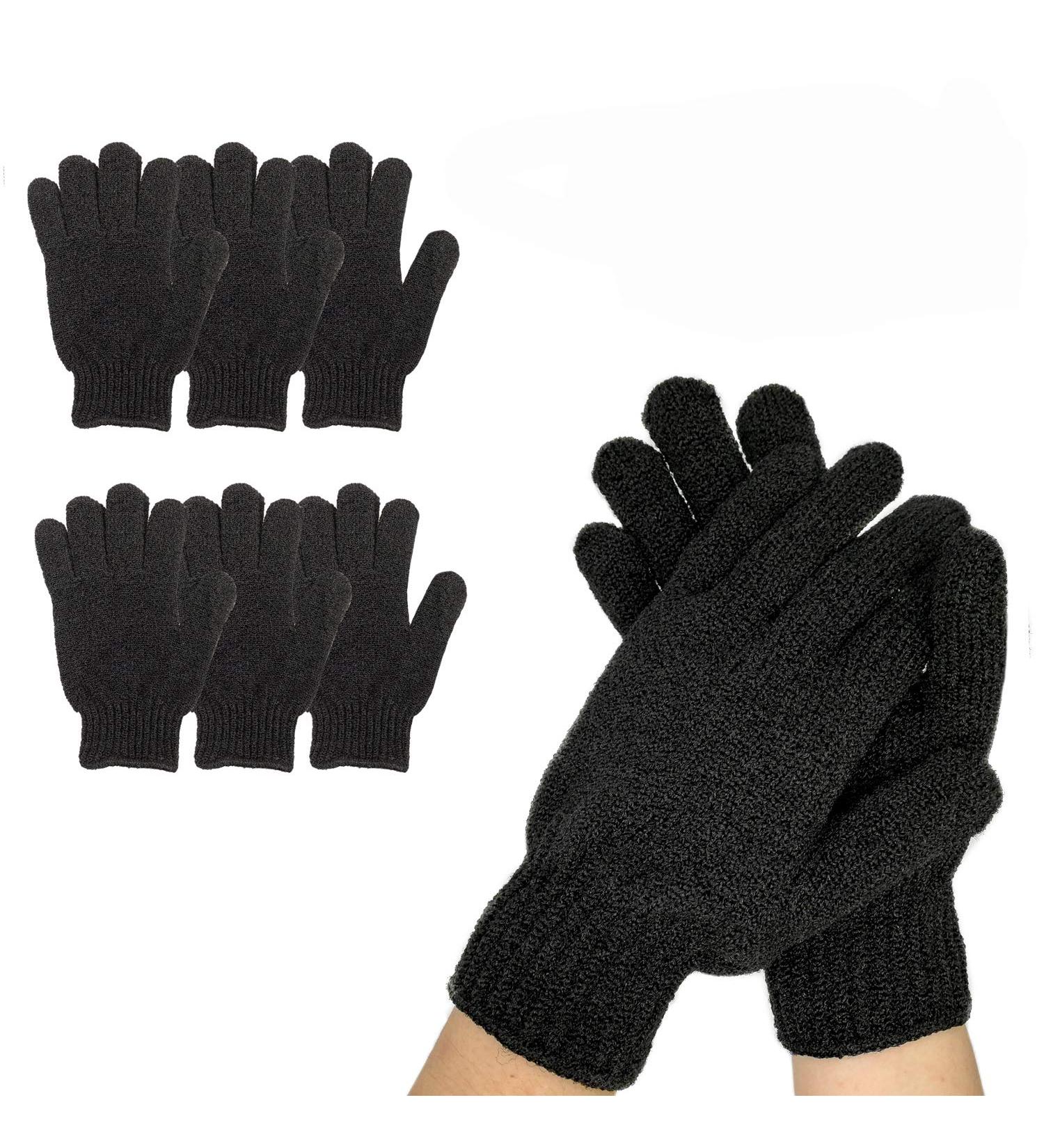6 Pairs Exfoliating Gloves - Premium Black Scrub Wash Mitt for Bath/Shower - Spa Exfoliation Accessories for Men and Women - Buy Online on GoSupps.com