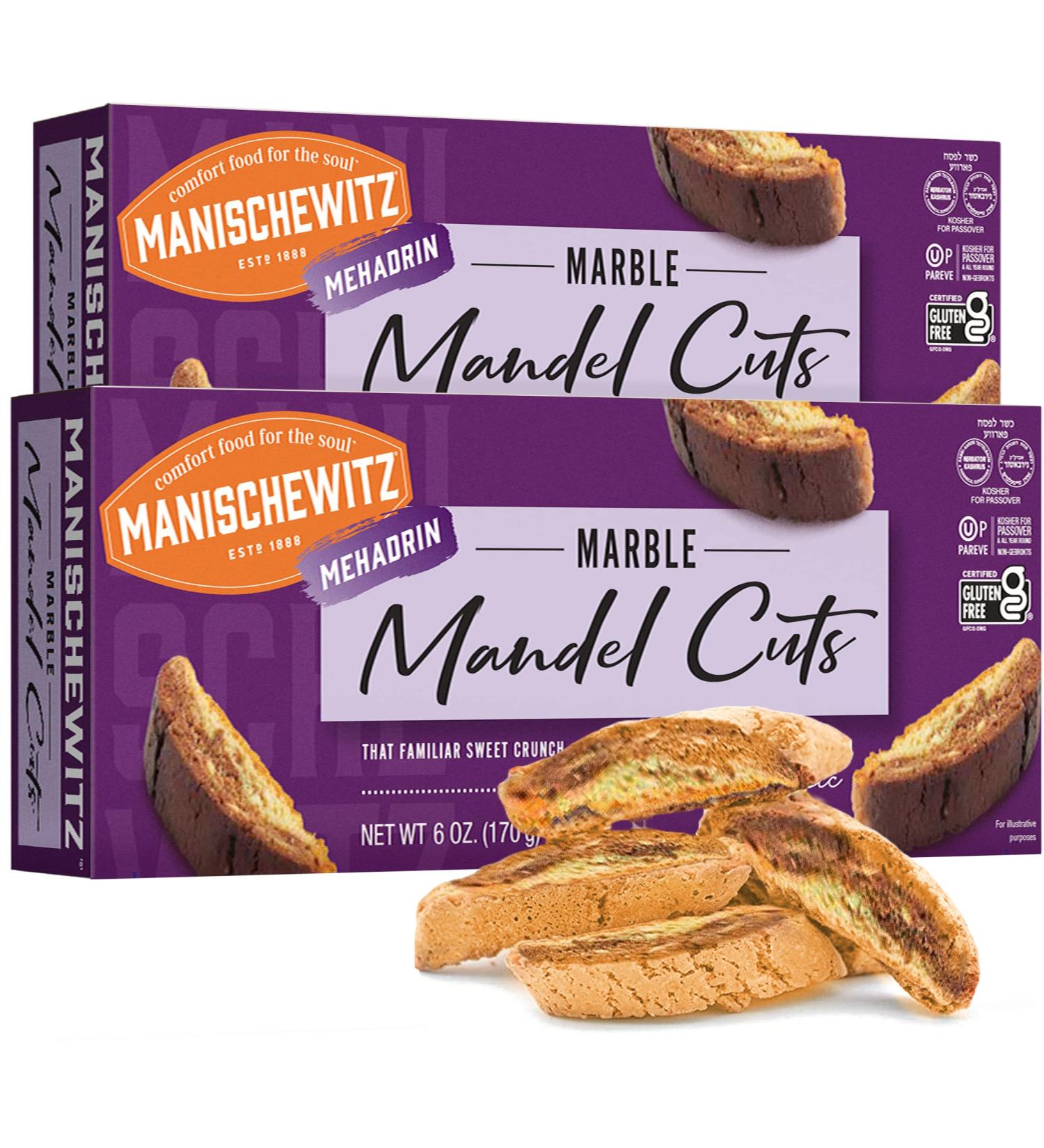 Manischewitz Marble Mandel Cuts 6oz (2 Pack) - Dairy Free, Gluten Free, Grain Free Biscotti | Kosher for Passover - Buy Online on GoSupps.com