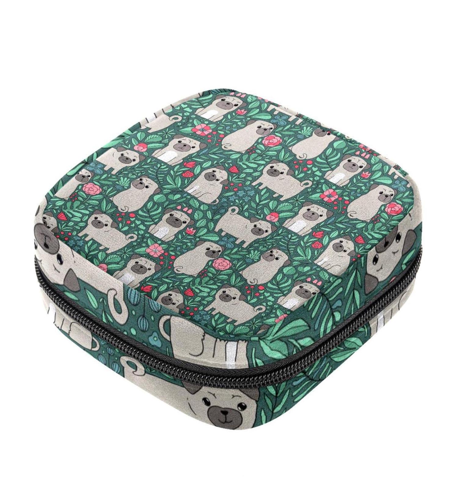 Funny Cartoon Cats & Birds Women's Napkin Storage Bag - Portable Menstrual Cup & Bandages | Colorful Flower Patterns for First Period - Buy Online on GoSupps.com