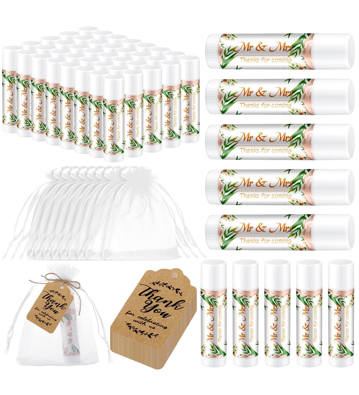 Shop Loopeer 50 Set Bridal Shower Favors - Lip Balm Organza Bags & Thank You Tags for Weddings & Bachelorette Parties - Bulk Souvenirs (Pink Flower - Buy Online on GoSupps.com