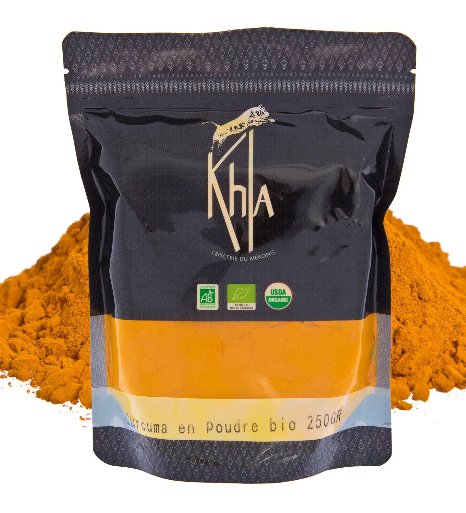 Khla - Organic Turmeric Powder - Sachet 250 g - Vietnam Ground Turmeric Root - Cooking & Pastry Ingredient - Meats Fish Cur - Buy Online on GoSupps.com