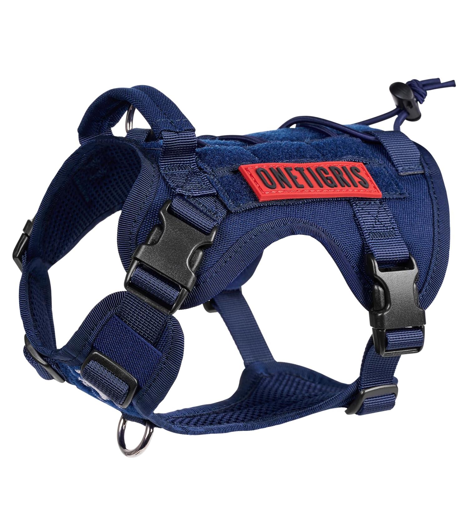 Oneigris Dog Harness | Fire Watcher Tactical Dishes Molle Safety Dog Vest with No-Pull D-Ring | 1000D Nylon XS - Blue - International Shipping Available - Buy Online on GoSupps.com