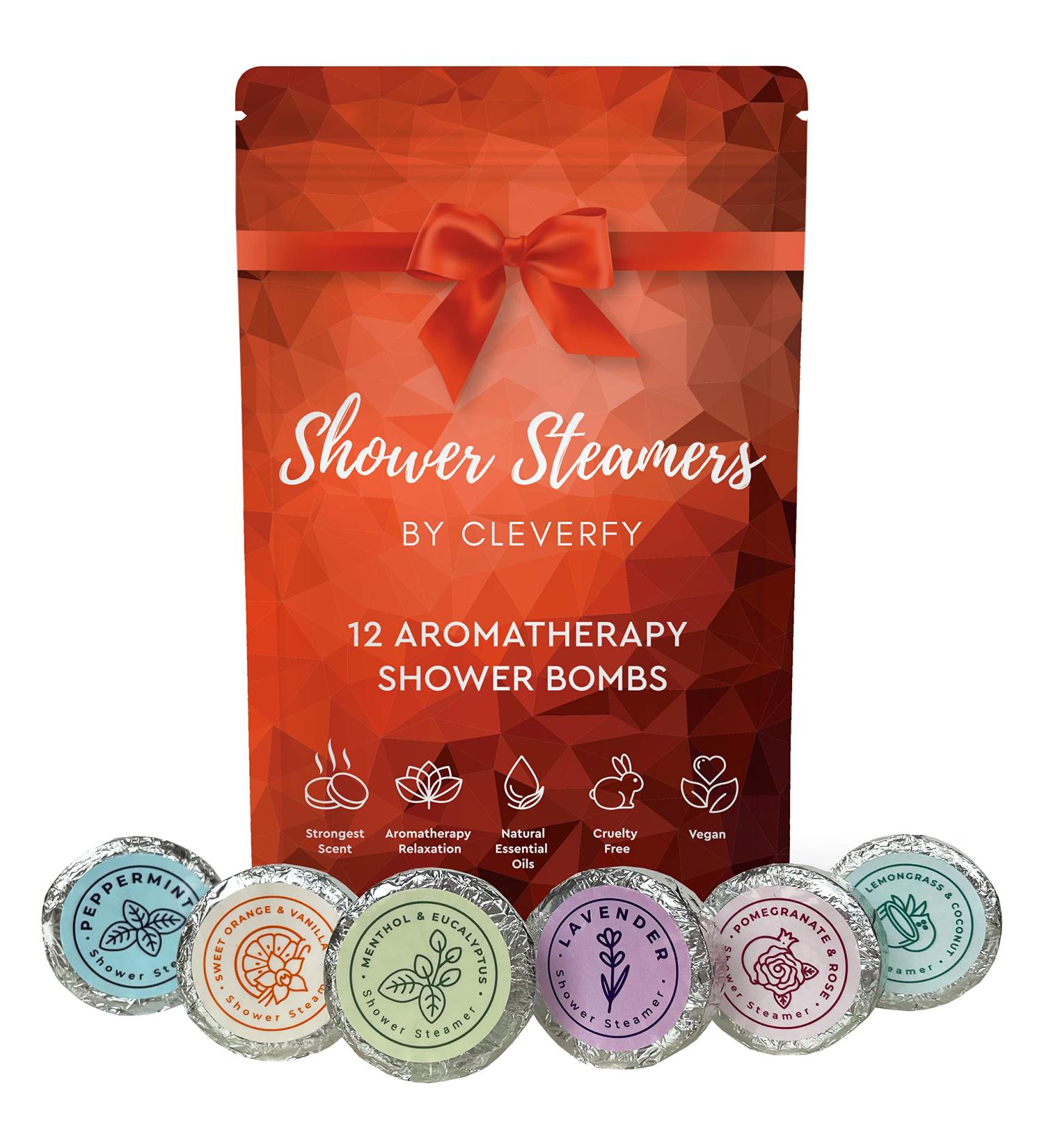 Cleverfy Shower Steamers - 12 Aromatherapy Shower Bombs with Essential Oils | Peppermint, Lavender, Vanilla & More - Buy Online on GoSupps.com