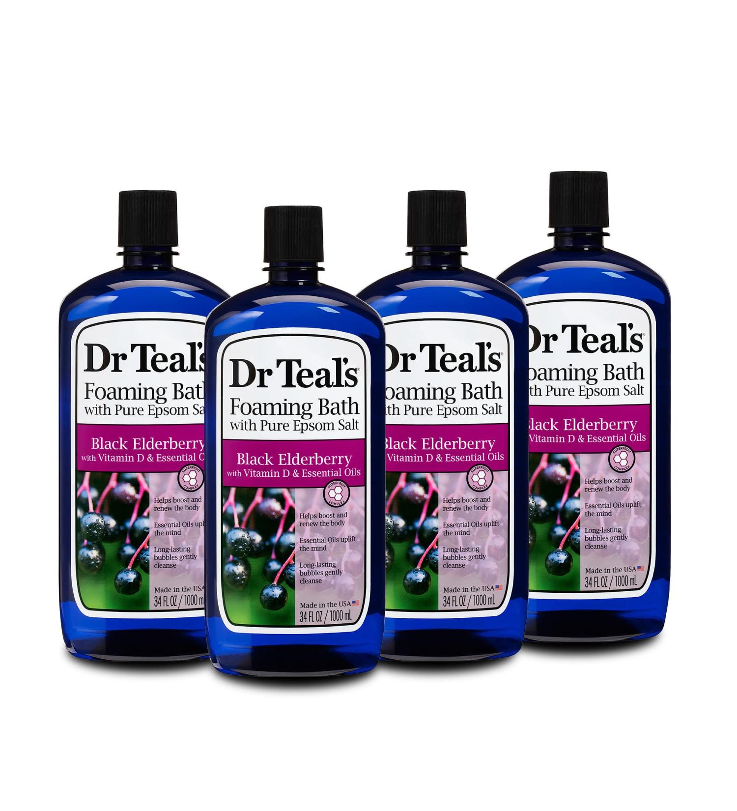Dr Teal's Foaming Bath Black Elderberry with Vitamin D 34 fl oz - Pack of 4 - Buy Online on GoSupps.com