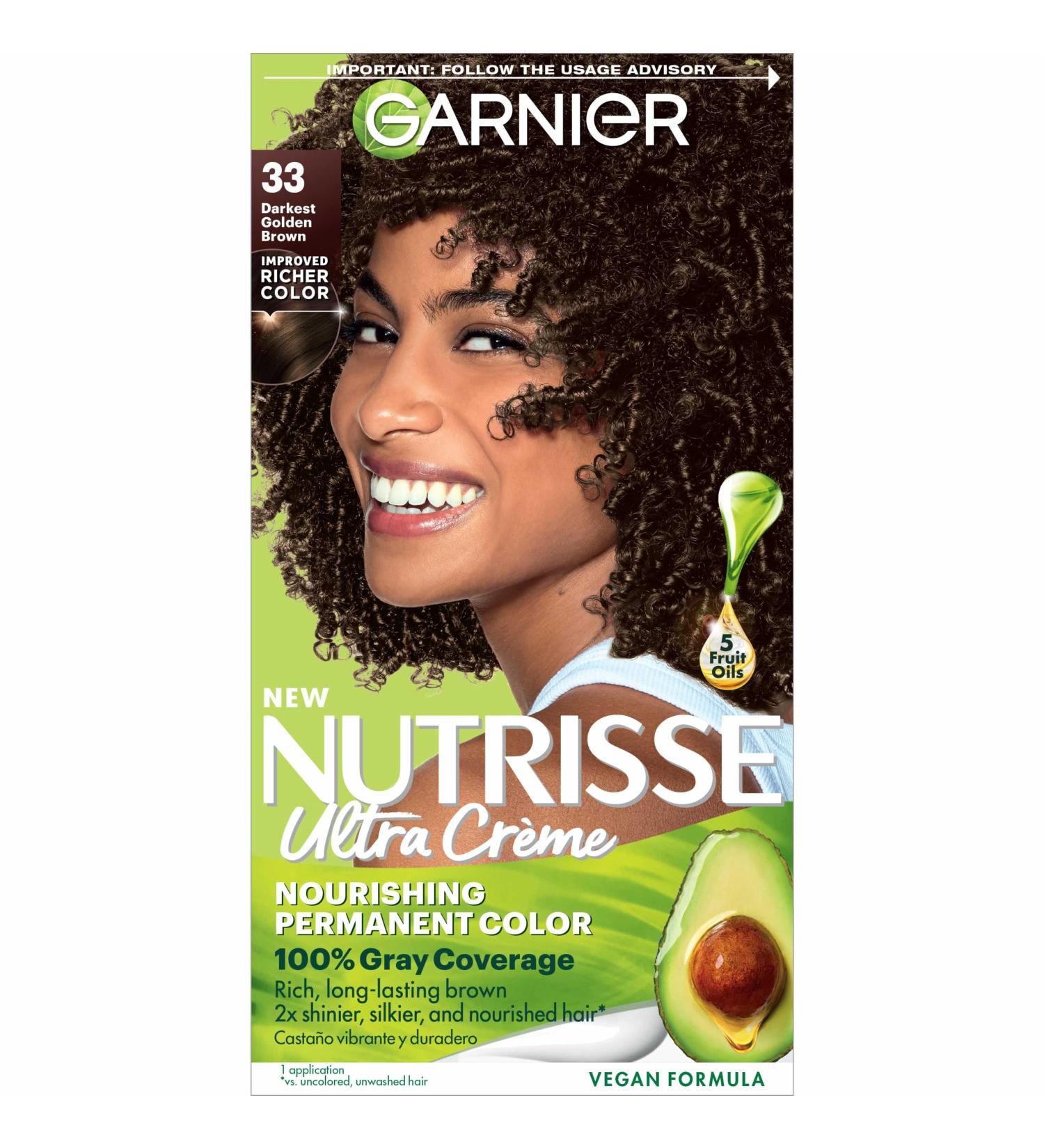 Garnier Nutrisse 33 Darkest Golden Brown Hair Color - Nourishing Creme Dye - Buy Online on GoSupps.com