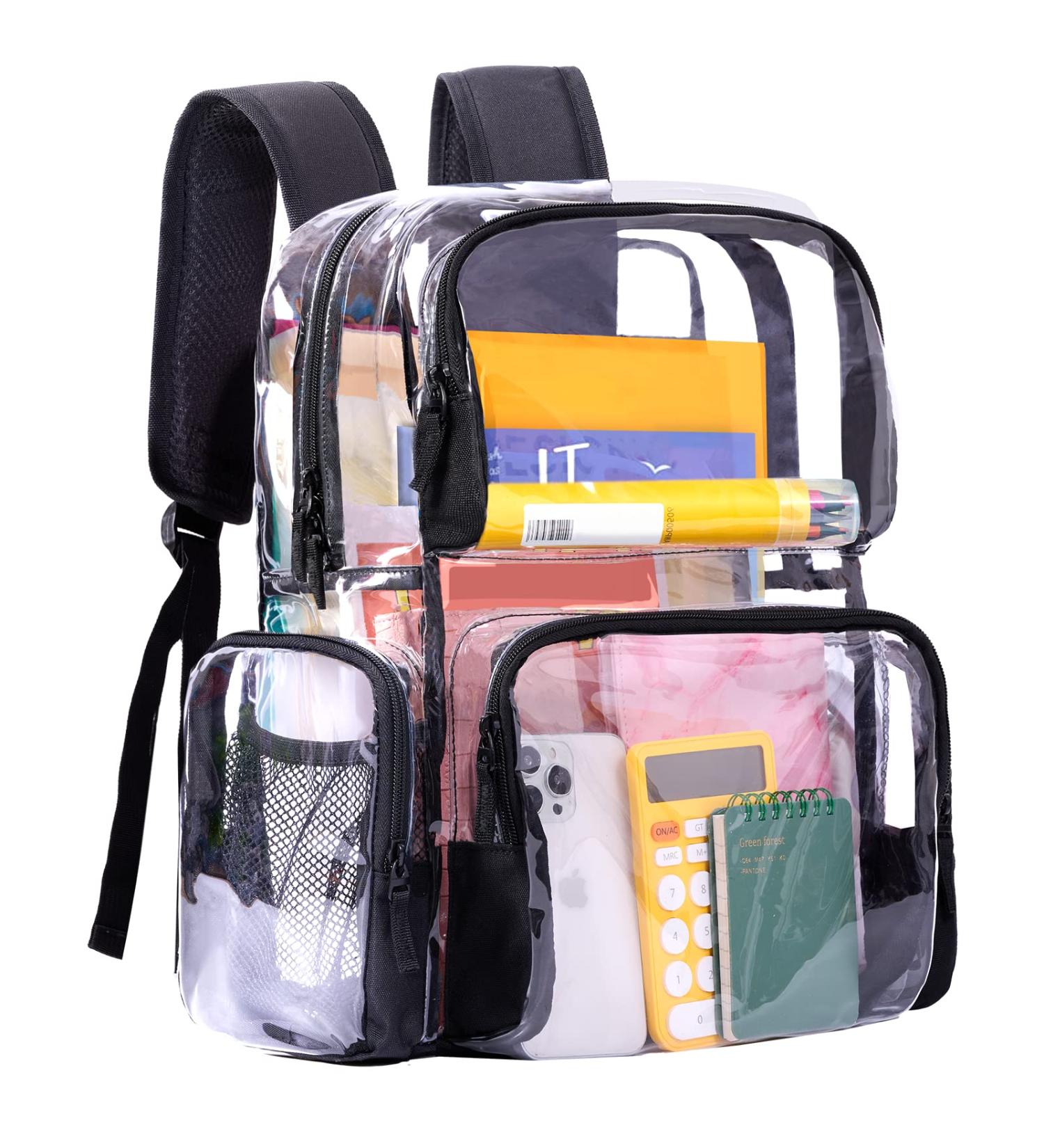 Vorspack Clear Backpack - Transparent & Reinforced Bottom with Multi-Pockets - Black - Buy Online on GoSupps.com
