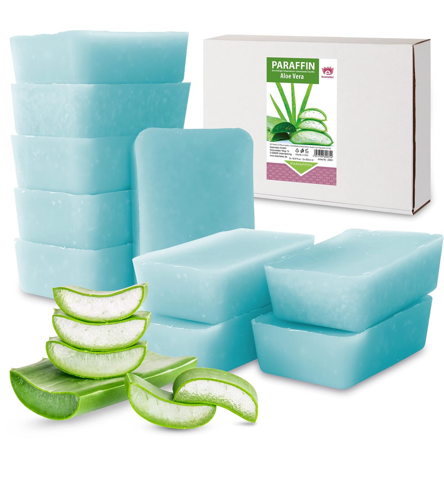 Kosmetex Wellness Aloe Vera Paraffin Bath - Relaxing Hand & Foot Treatment | 10x 500ml Paraffin Wax for Warmers - Buy Online on GoSupps.com