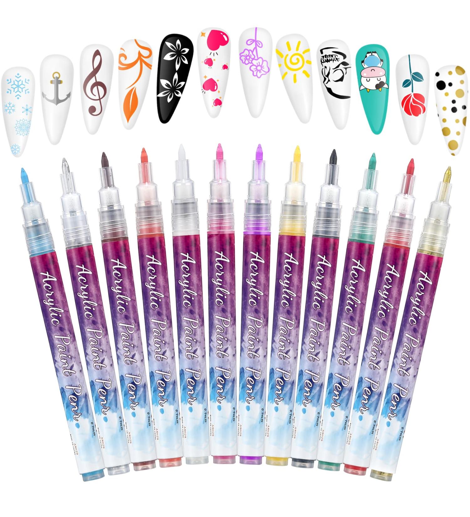 12 Colors 3D Nail Art Pen - DIY Graffiti Puncture Pencil for Manicure Drawing & Painting | Beauty & Jewelry Tools - Buy Online on GoSupps.com