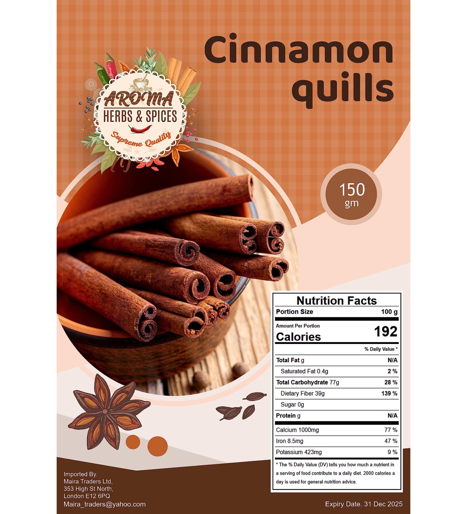 100gm Cinnamon Stick Quills: Pure, Aromatic & Premium Quality Vegan Spice - Non GMO, Additive-Free & Flavorful - Buy Online on GoSupps.com