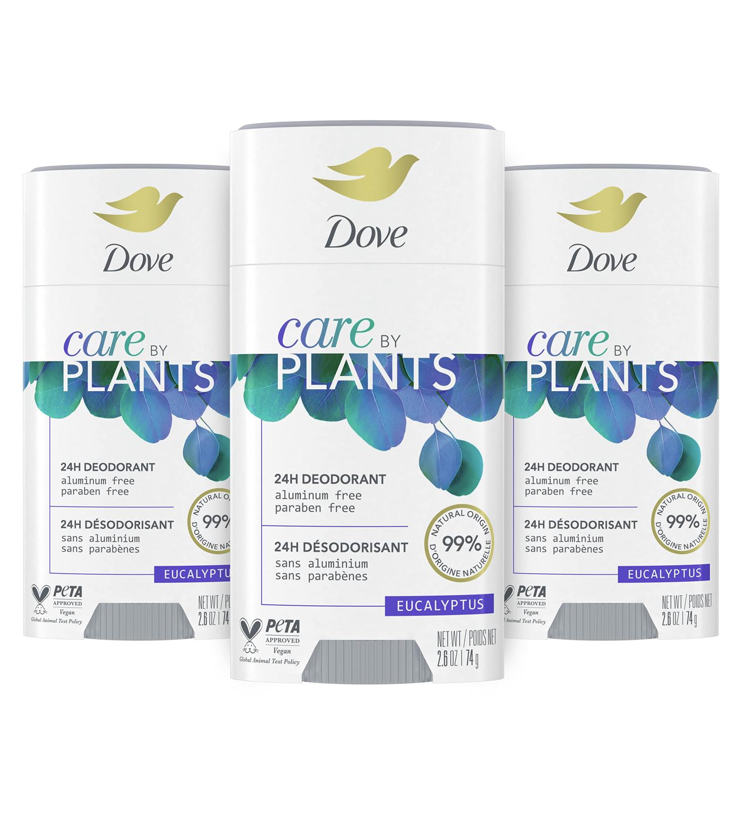 Dove Care by Plants Eucalyptus Deodorant Stick - 2.6 oz (Pack of 3) | Underarm Skin Care, 24-Hour Protection, Aluminum-Free - Buy Online on GoSupps.com