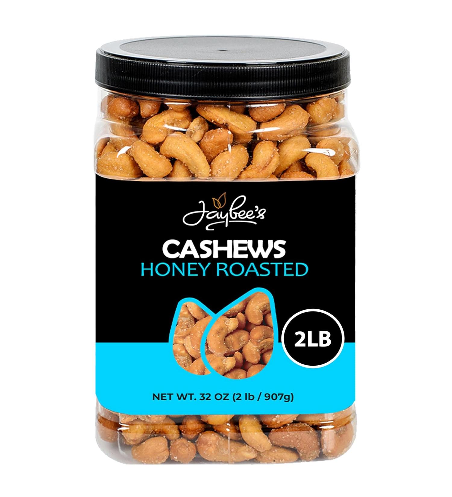 Honey Roasted Cashews - 32 oz Reusable Container | Gourmet Nuts Coated with Natural Honey | Healthy Vegan Snack | Hand-Picked & Roasted to Perfection | Sweet & Crunchy 2lb Pack - Buy Online on GoSupps.com