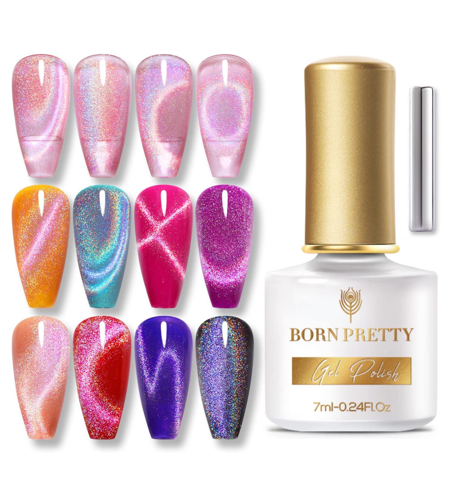 BORN PRETTY 9D Cat Magnetic Gel Nail Polish - Pink Holographic 7ML - Buy Online on GoSupps.com