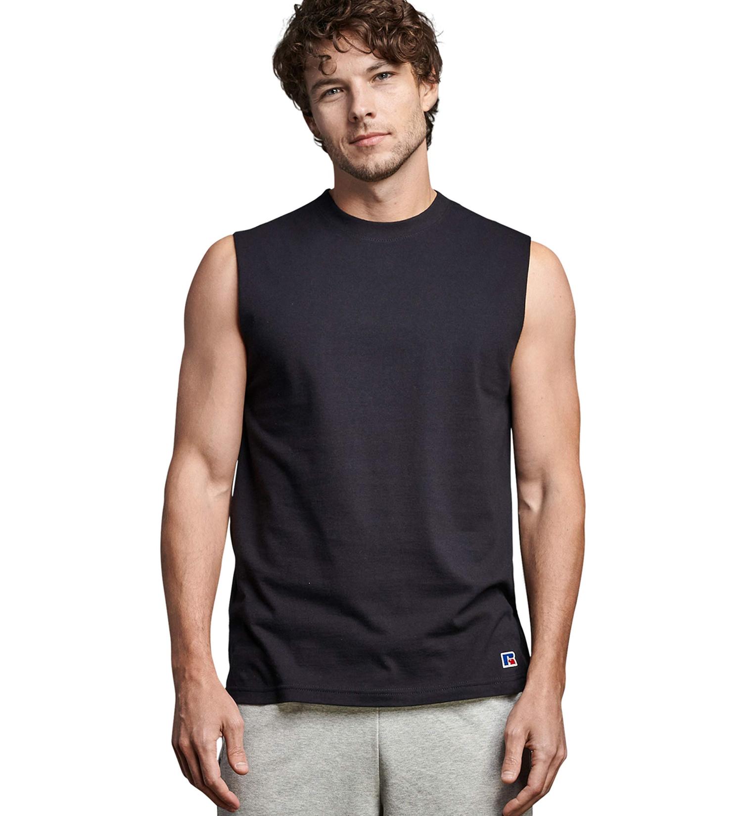 Russell Athletic Men's Black 100% Cotton Sleeveless Muscle T-Shirt - Size Large - Buy Online on GoSupps.com