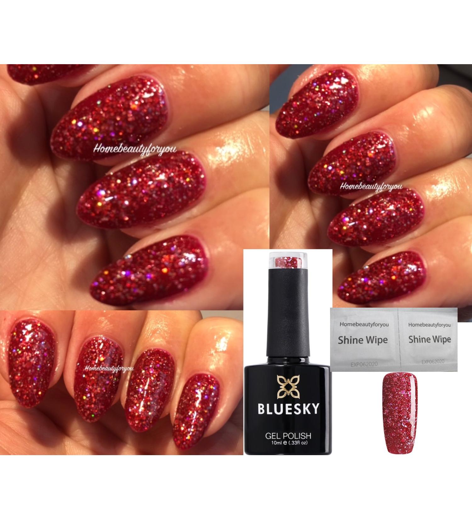 Bluesky NAIL GEL POLISH RED GLITTER Red MERLOT Multi Glitter Sparkle BLZ12 Christmas UV LED Soak Off 10ml - Buy Online on GoSupps.com