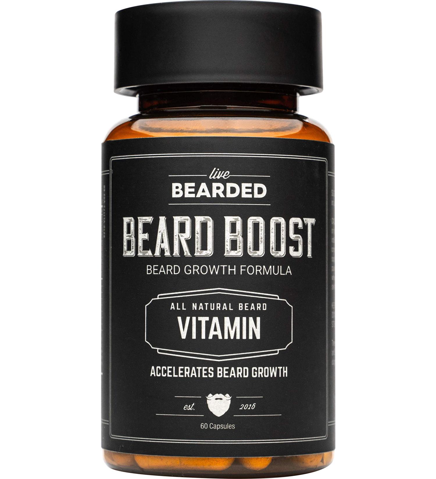 Live Bearded Beard Boost Multivitamins - 10 000mcg Biotin Vitamin C & E Zinc - 30-Day Supply for Thick & Strong Beard Growth - Made in USA - Buy Online on GoSupps.com