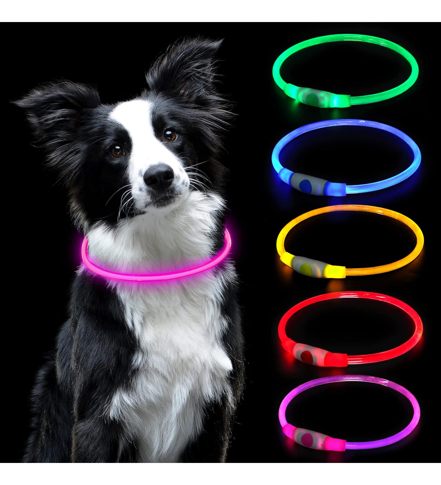 Auauy LED Light Neck Band for Dogs & Cats - Waterproof USB Charging Adjustable & Luminous Pet Safety Collar (Pink) - Buy Online on GoSupps.com