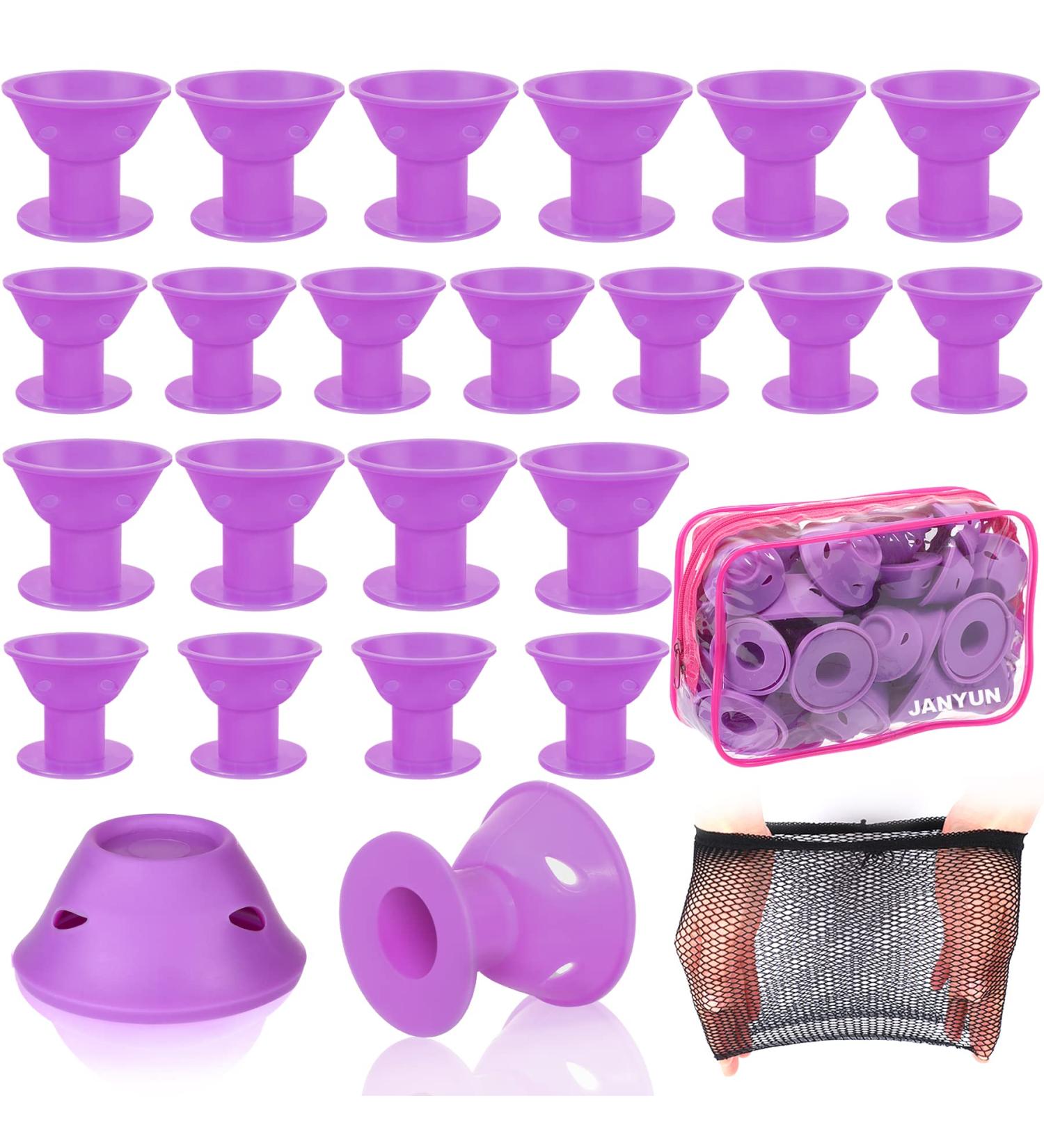 40 Pieces Silicone Curlers - Heatless Big Magic Hair Curlers for Long & Short Hair - Easy Overnight Curls (Purple) - Buy Online on GoSupps.com
