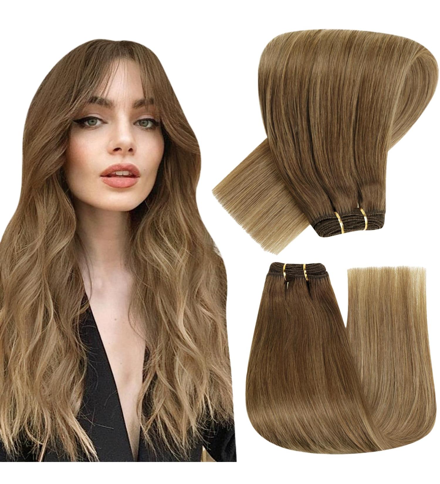 Hetto Balayage Hair Extensions - Real Remy Hair Weft #6/8/14 - 30cm 70g - Medium Brown to Dark Blonde - Buy Online on GoSupps.com