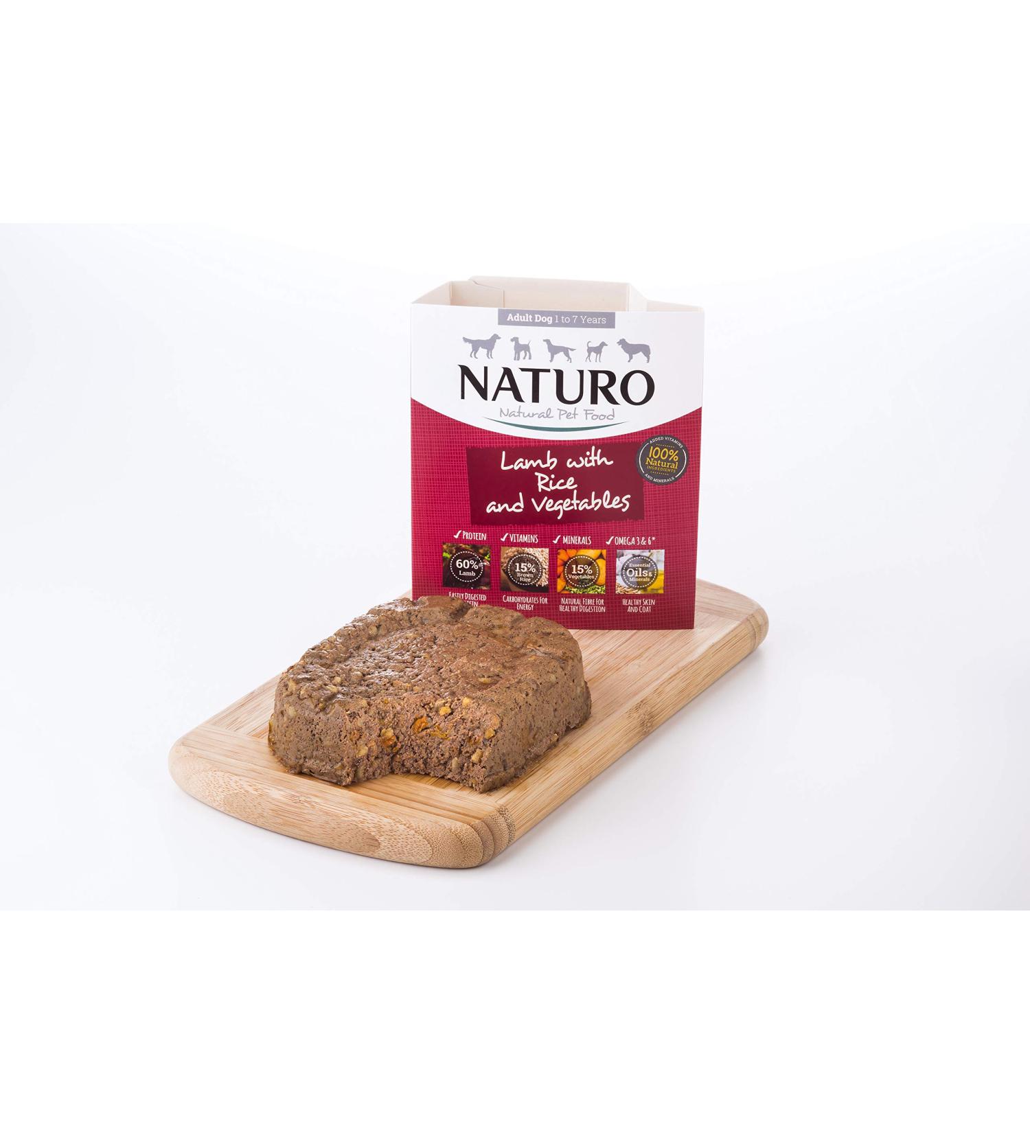 Naturo - Adult Dog Food with Lamb Rice and Vegetables - Pack of 7 x 400 g - Total 2800 g