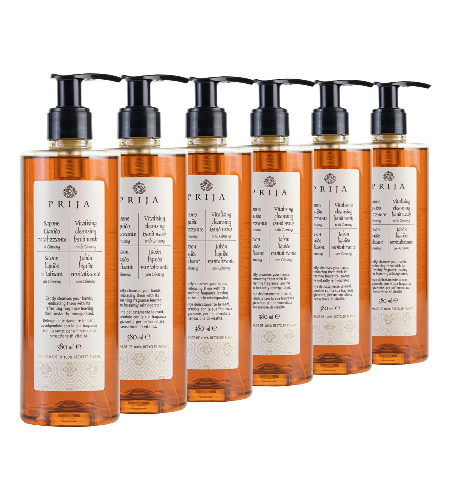 Prija Invigorating Liquid Soap with Ginseng - 6 x 380ml | Natural Vegan Hand Soap - Daily Use Dermatologically Tested - Buy Online on GoSupps.com