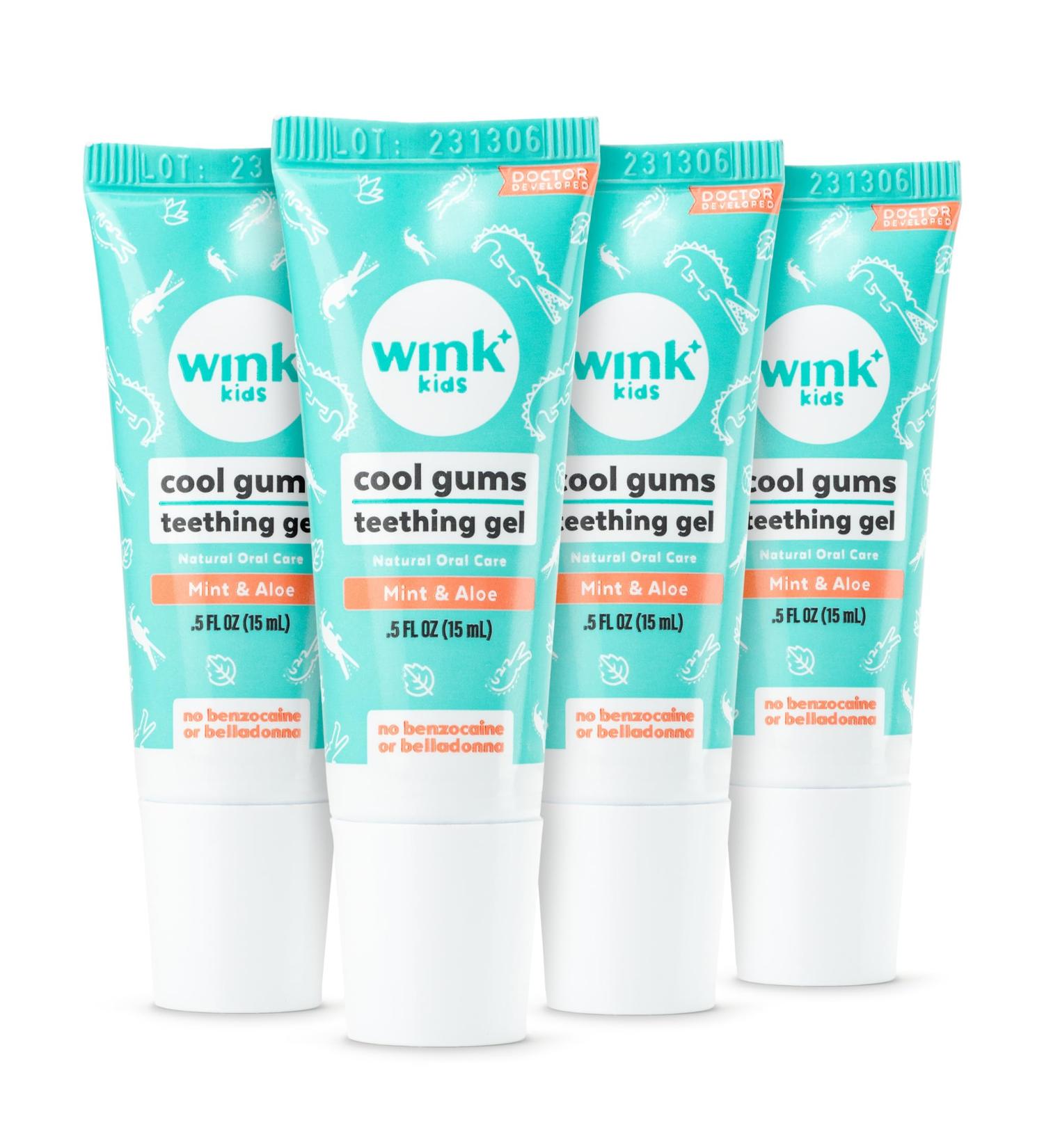 Wink Naturals Baby Teething Relief Gel - Cooling & Soothing for Sore Gums (4 Pack 15 ml) - Natural Teething Discomfort Relief for Infants & Kids - Buy Online on GoSupps.com