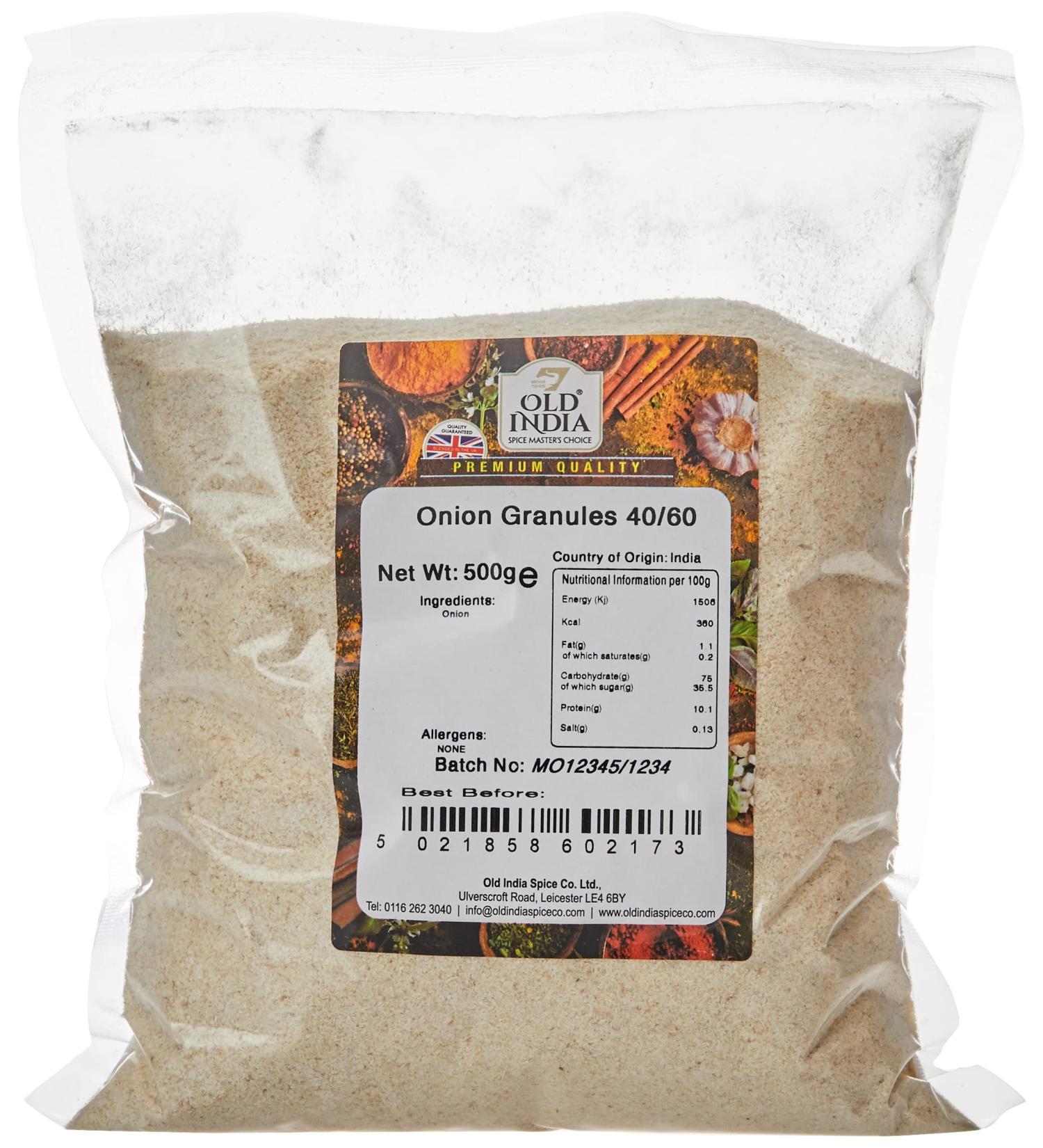 Old India Onion Granules 40/60 500g - Premium Quality Spices | Pack of 1 - Buy Online on GoSupps.com