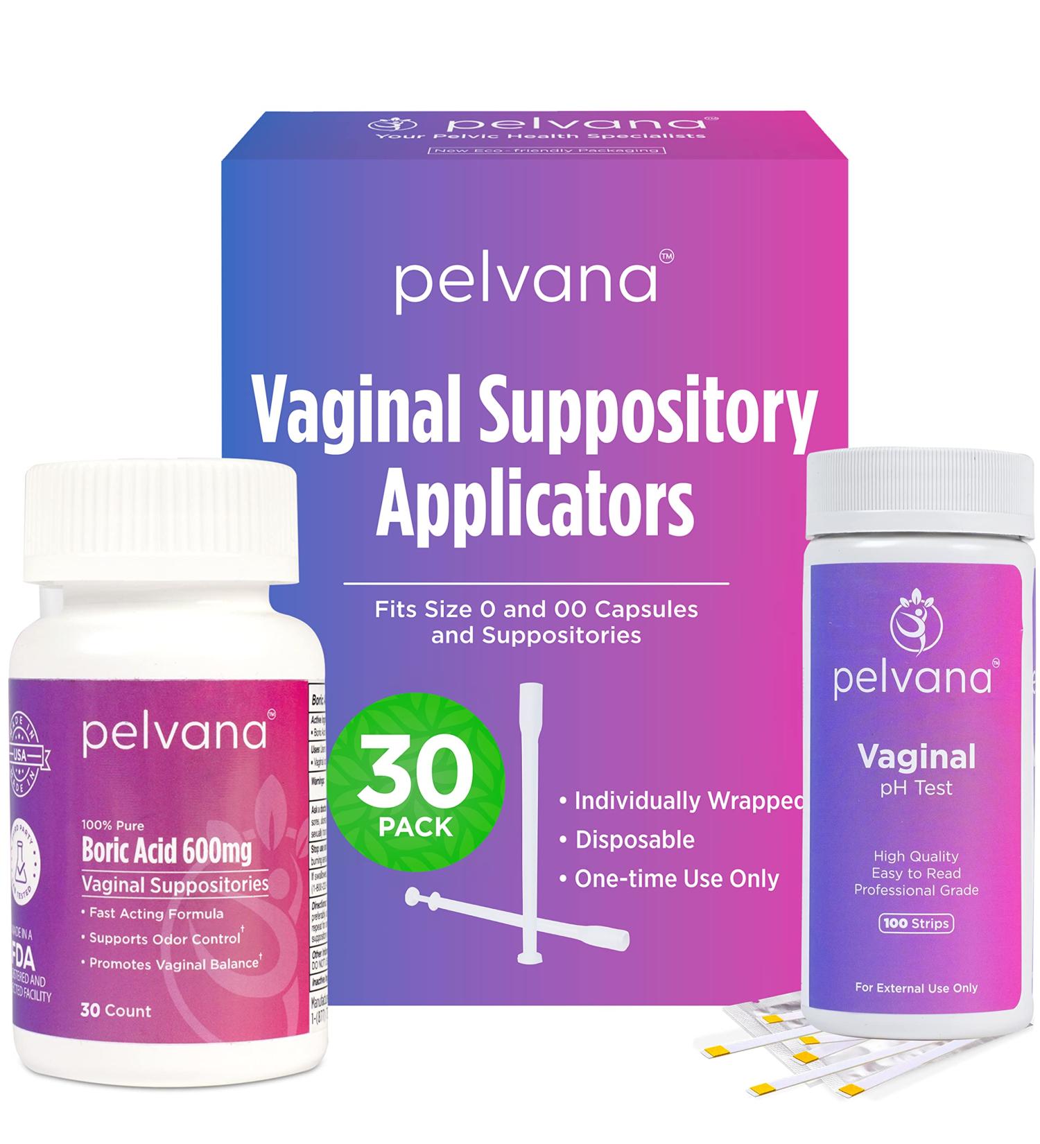 Pelvana Boric Acid Suppositories 160 Piece Kit for Vaginal pH Balance, Odor, Itching, Dryness & Discharge - Buy Online on GoSupps.com