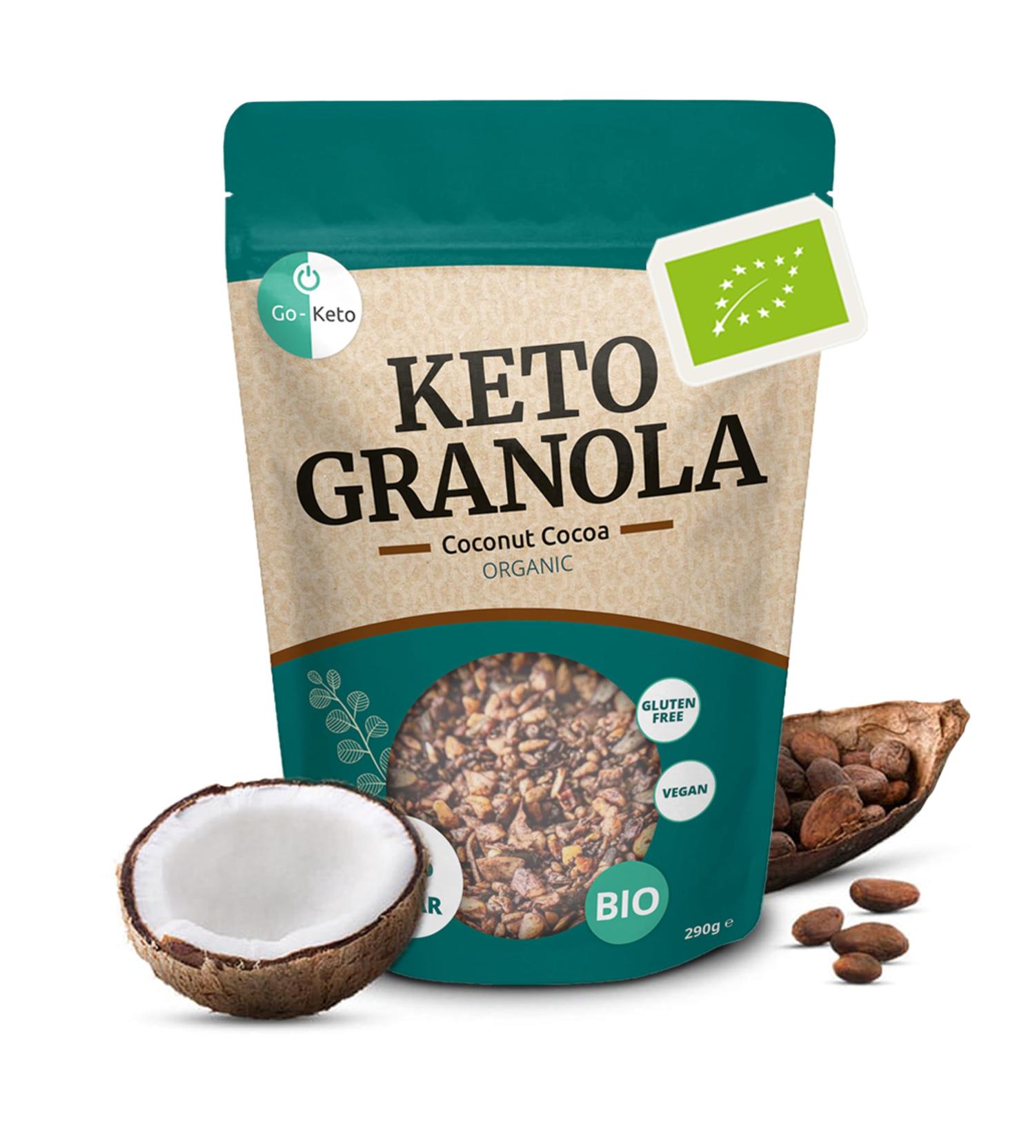Go-Keto BIO Keto Granola Coconut Chocolate 290g - Muesli Keto pour un petit d jeuner Keto avec chips de noix de coco noix graines de tournesol & p pins de courge v g talien sans gluten - Buy Online on GoSupps.com