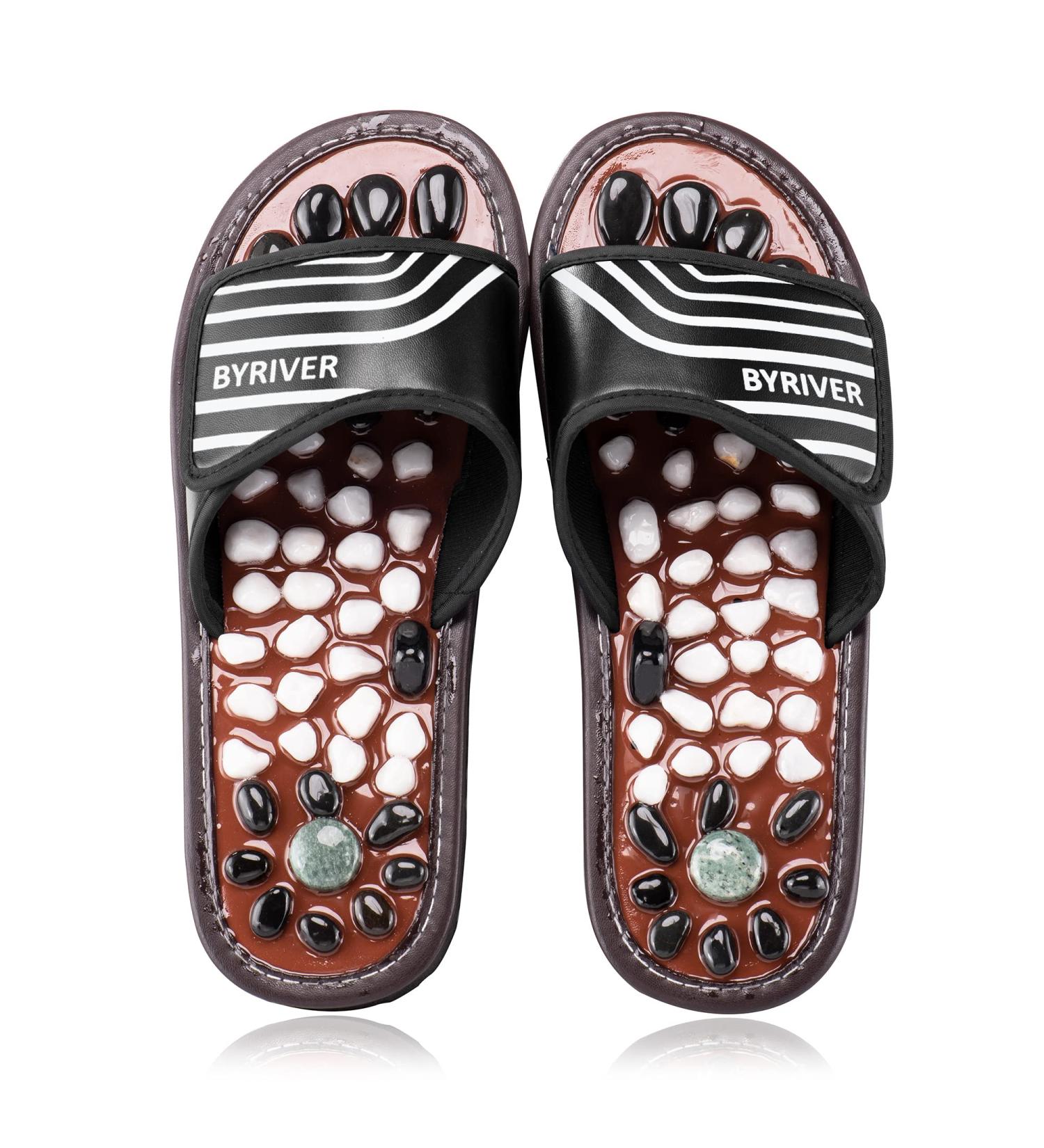 Byriver Deep Tissue Acupressure Shoes | Foot Massage Slippers for Plantar Fasciitis Relief | Reflexology Device for Heel & Arch Pain (Black 25 35-37.5) - Buy Online on GoSupps.com