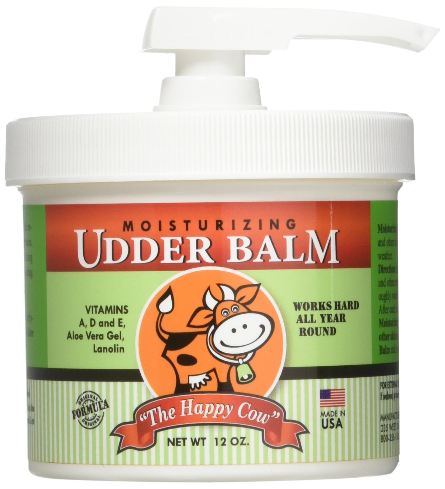 Happy Cow Moisturizing Udder Balm - 12oz Pump | Hydrating Skin Lotion for All | International Shipping Available - Buy Online on GoSupps.com