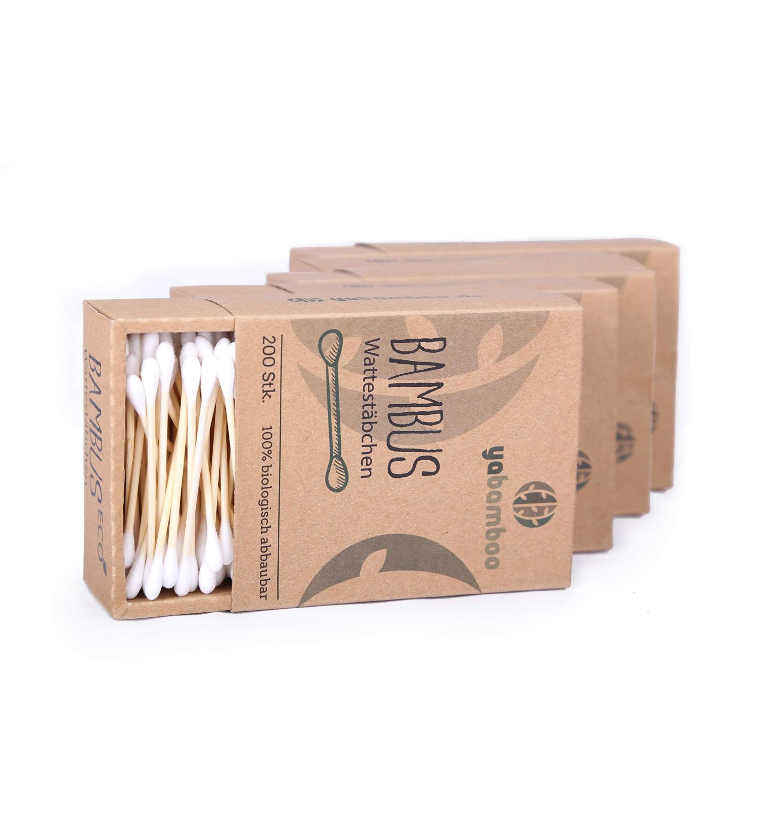Yabamboo Bamboo Cotton Swabs 4-Pack | 800 Biodegradable Sustainable Vegan & Compostable | Eco-Friendly Plastic-Free - Buy Online on GoSupps.com