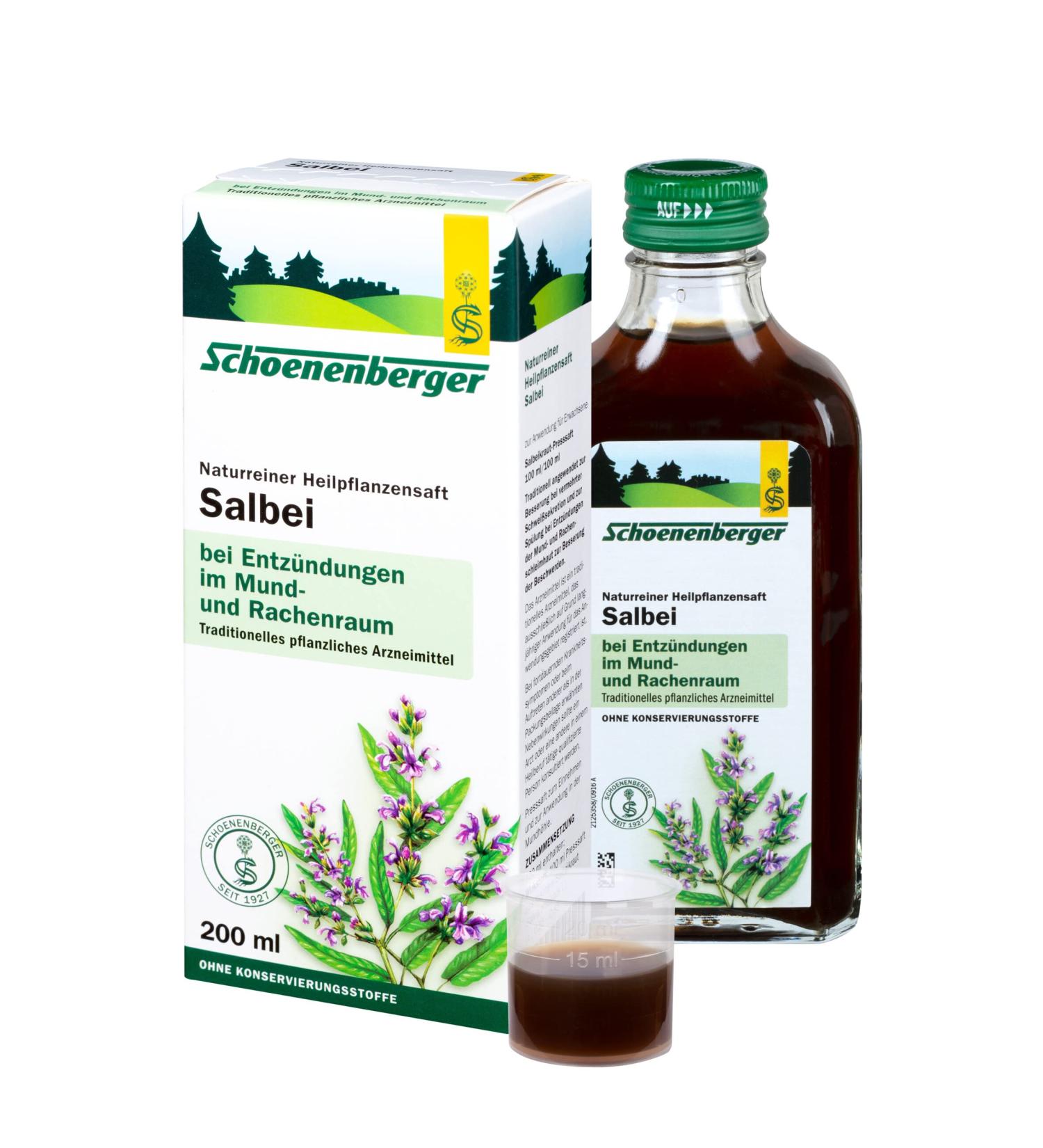 SAGE JUICE Schoenenberger 200 ml - Premium Medicinal Plant Juices for Optimal Health | International Shipping Available - Buy Online on GoSupps.com