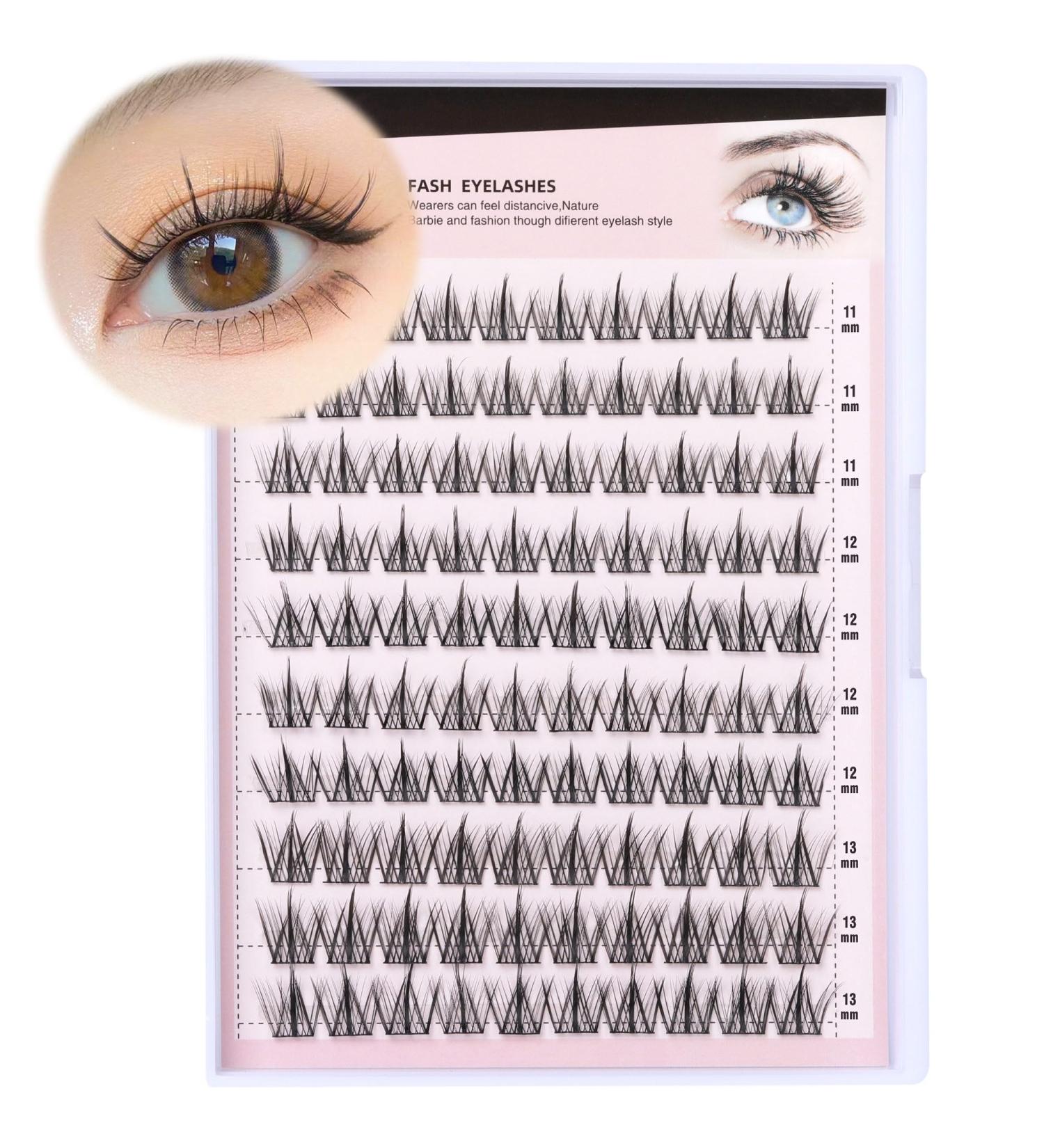 100pcs Cluster Lashes D Curl Individual Eyelashes DIY Lash Clusters Wispy Cluster Eyelash Extensions Manga Look Lahes Idividual Custer DIY Eyelashes Extensions by Goddvenus Natural Clusters-QC - Buy Online on GoSupps.com