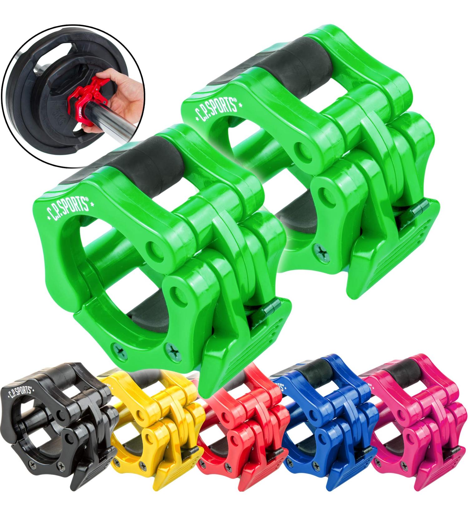 Shop CPSports Olympia Quick Release 50mm Barbell Clamps - Safe & Secure Closure - 1 Pair Green | International Shipping Available - Buy Online on GoSupps.com