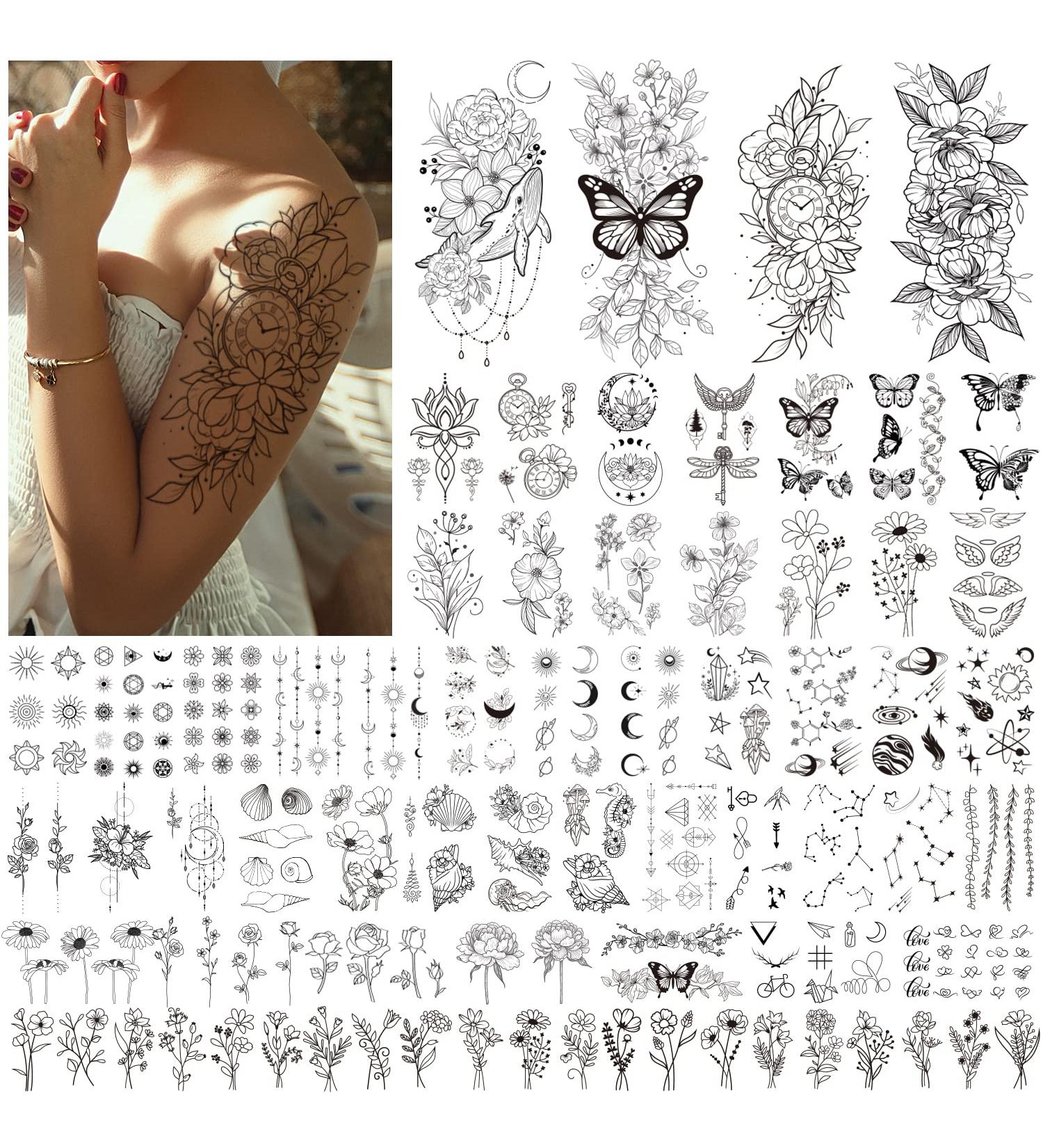 Celaza Temporary Tattoos for Women - 275 Styles of Long-Lasting Fake Tattoo Stickers - Sexy Black Henna Tatuajes Temporales - 61 Sheets - Buy Online on GoSupps.com