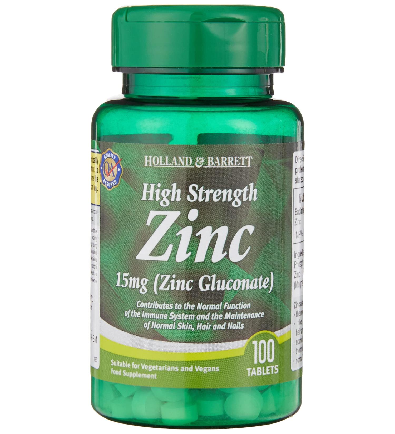 Holland & Barrett High Strength Zinc 15mg x 2 (Zinc Gluconate) - Boost Immune System and Overall Health - Buy Online on GoSupps.com