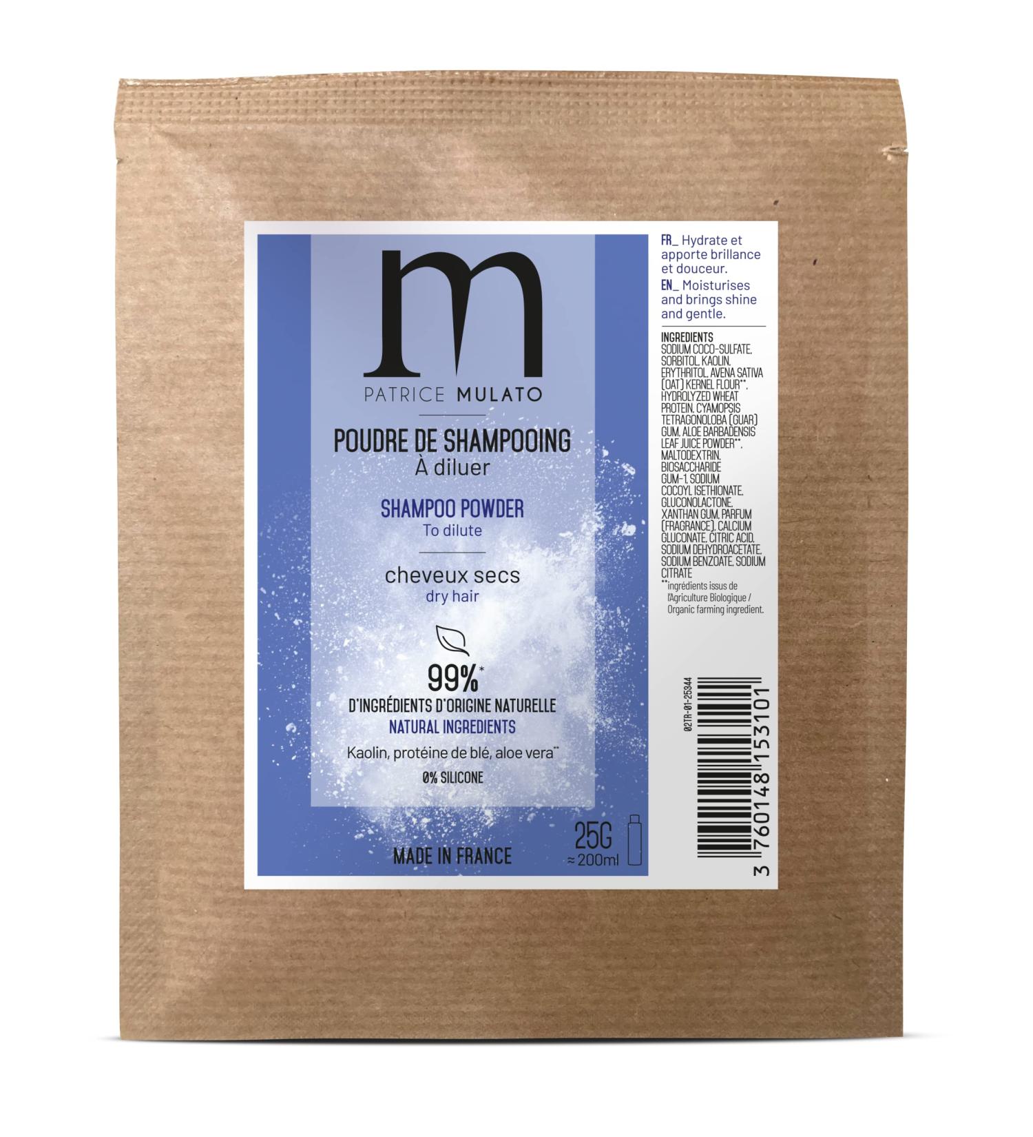 Poudre de shampooing cheveux secs Mulato 25g