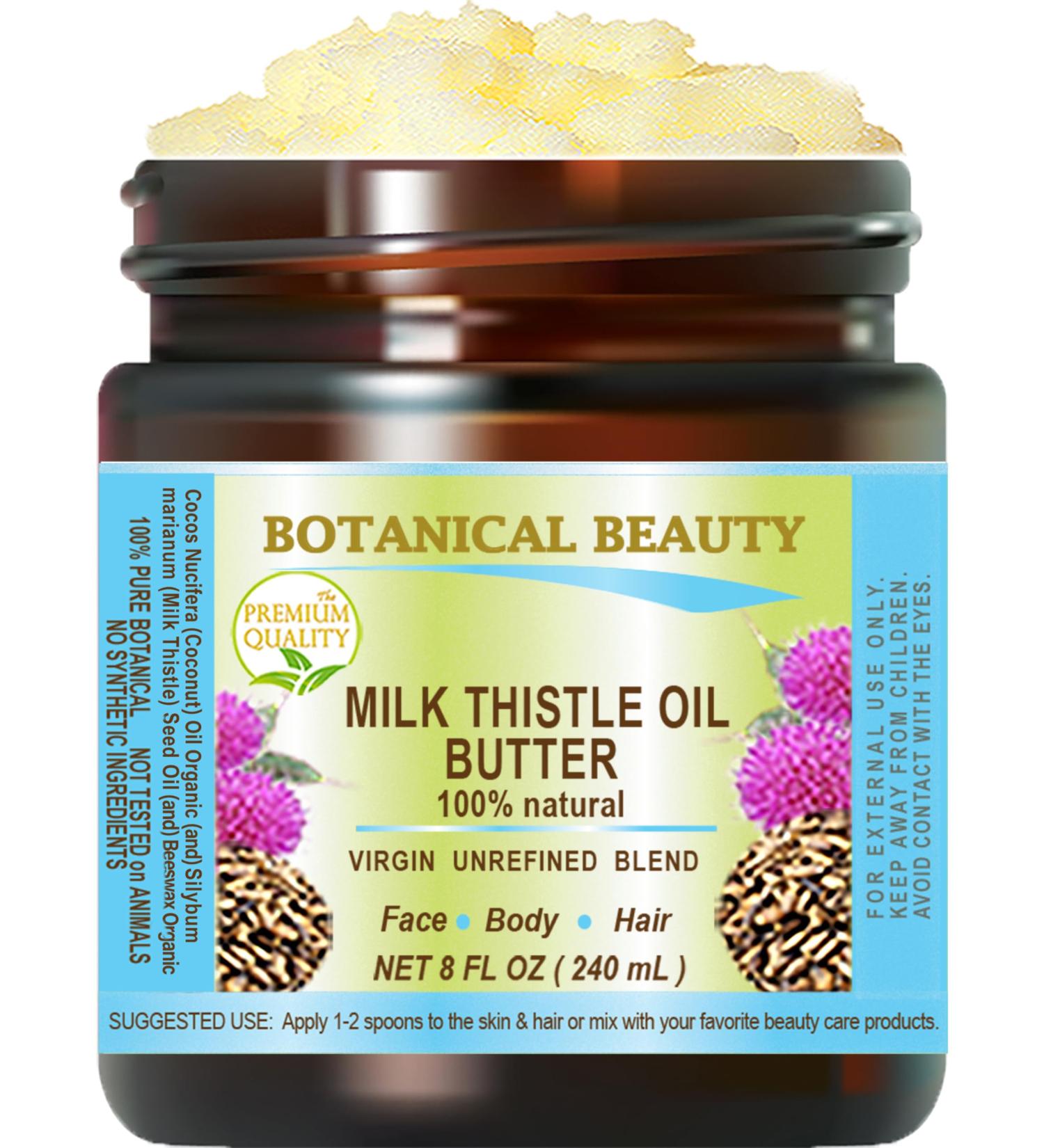 Botanical Beauty MILK THISTLE OIL BUTTER Silybum marianum 100% Natural for FACE SKIN BODY HAIR NAILS Foot Care. Foot Oil butter Skin Moisturizer (8 Fl Oz) 8 Fl Oz (Pack of 1) - Buy Online on GoSupps.com
