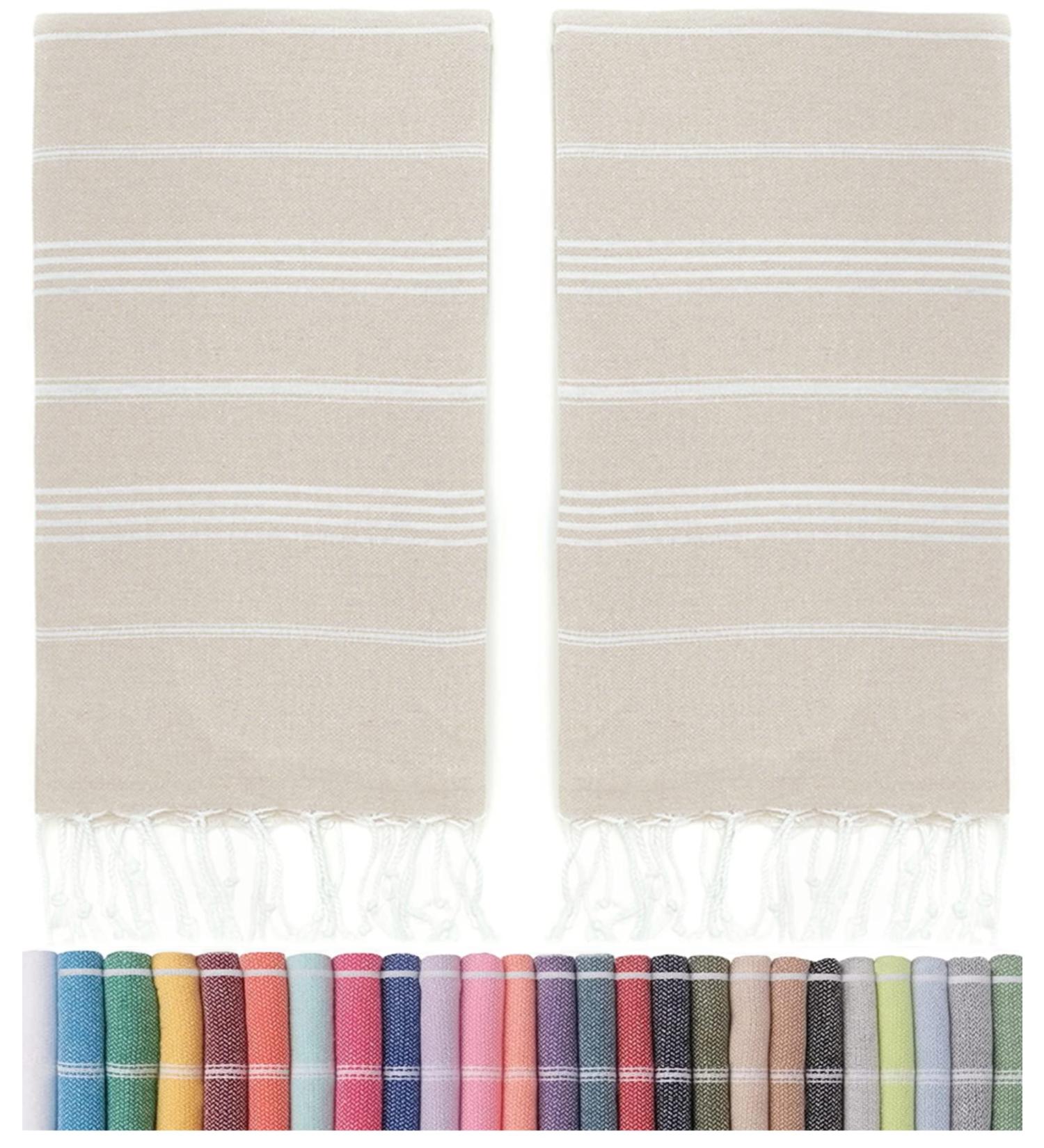 HAVLULAND Sale Pack of 2 Turkish Beach Towels - 100% Cotton, Super Absorbent, Quick-Dry, Sand Free - Oversized 71x39 Lightweight Blanket - Soft Bath Towel for Travel - Beige - Buy Online on GoSupps.com