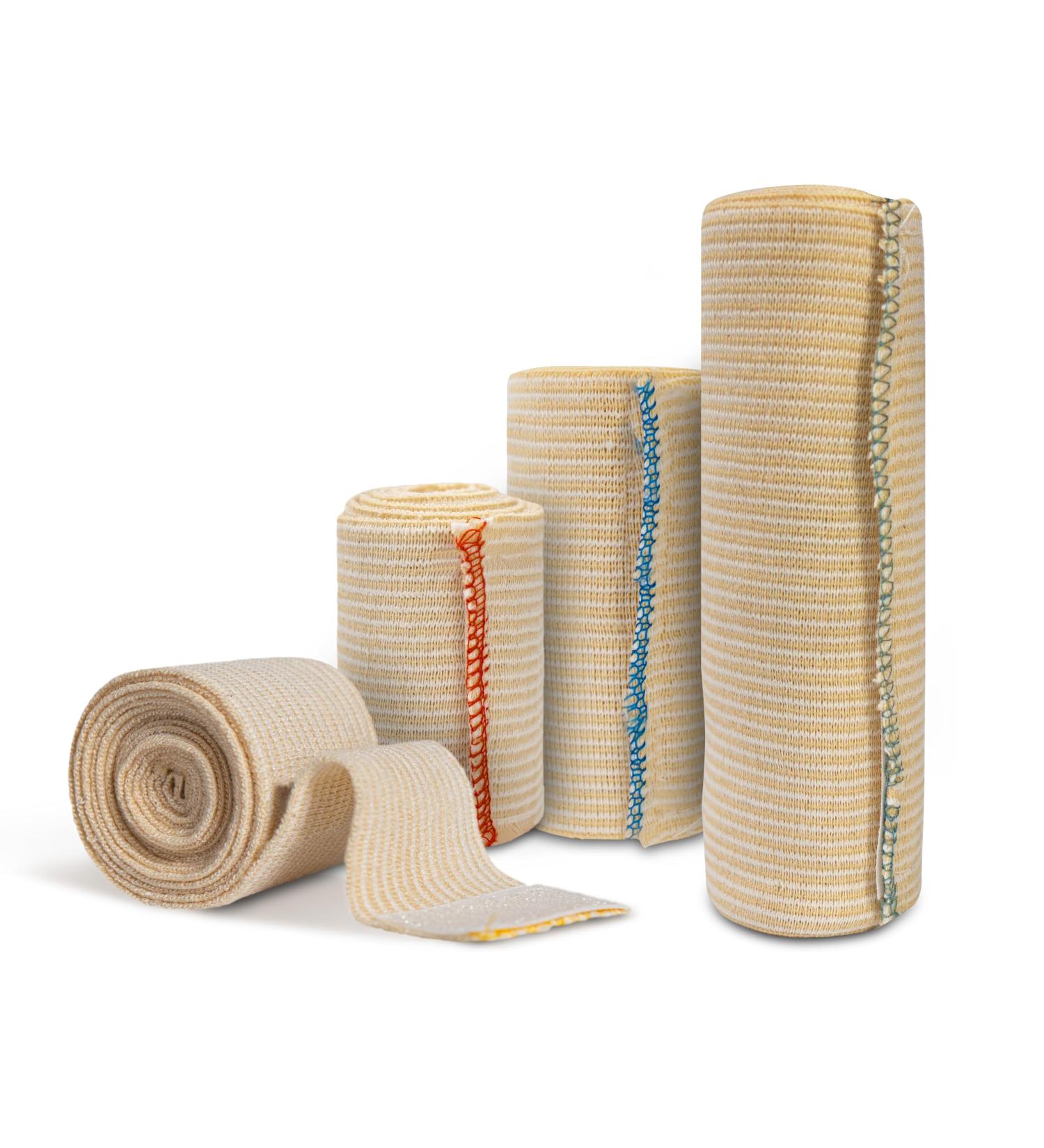 Elastic Bandages Cotton Latex Free Compression Bandage with Hook and Loop Closure - Premium Elastic Bandage with Self Closures t (2" 3" 4" 6" x 5yd) 4-Pack