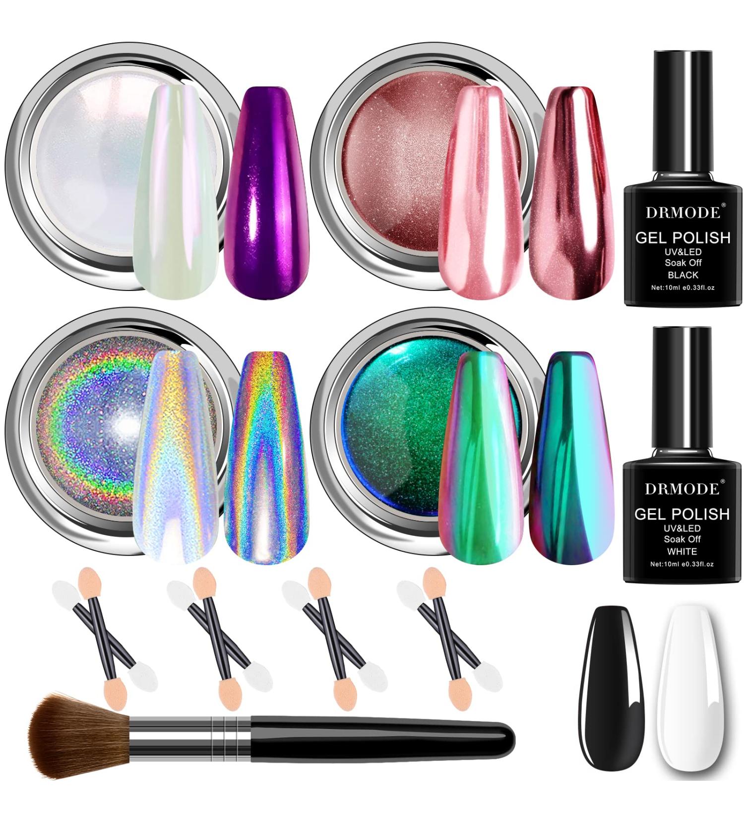 Chrome Nail Powder - White Pearl Holographic Unicorn Mirror Effect Glitter Dust Set - Buy Online on GoSupps.com