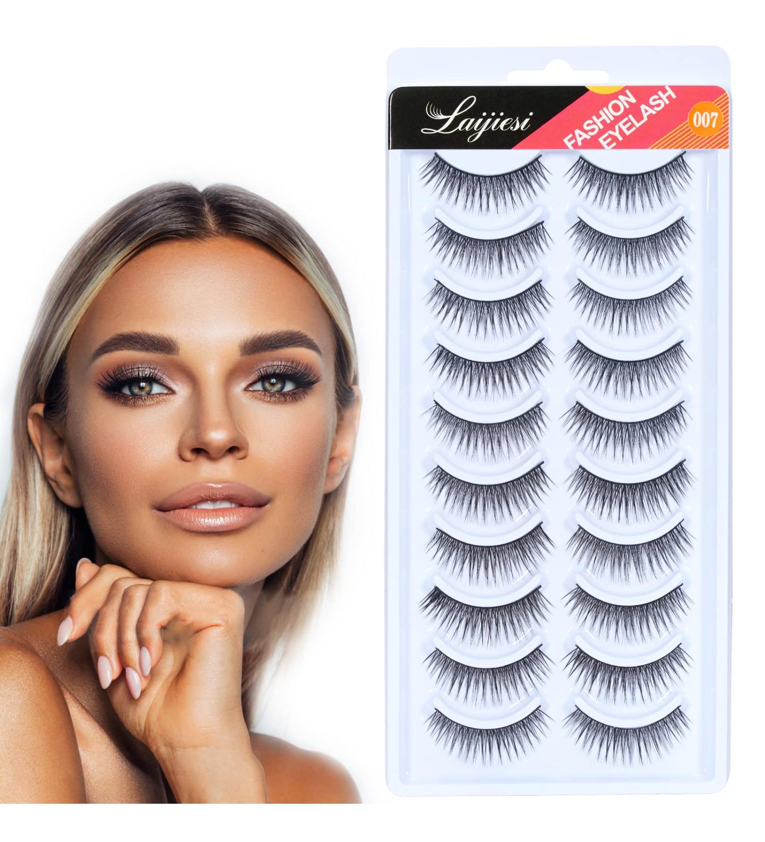 Natural Short 3d False Eyelashes Soft 10 Pairs Black Reusable Fake Eyelashes Wispy Lashes Soft Multipack Thick False Eyelashes Soft Fluffy Fake Eyelashes Waterproof - Buy Online on GoSupps.com