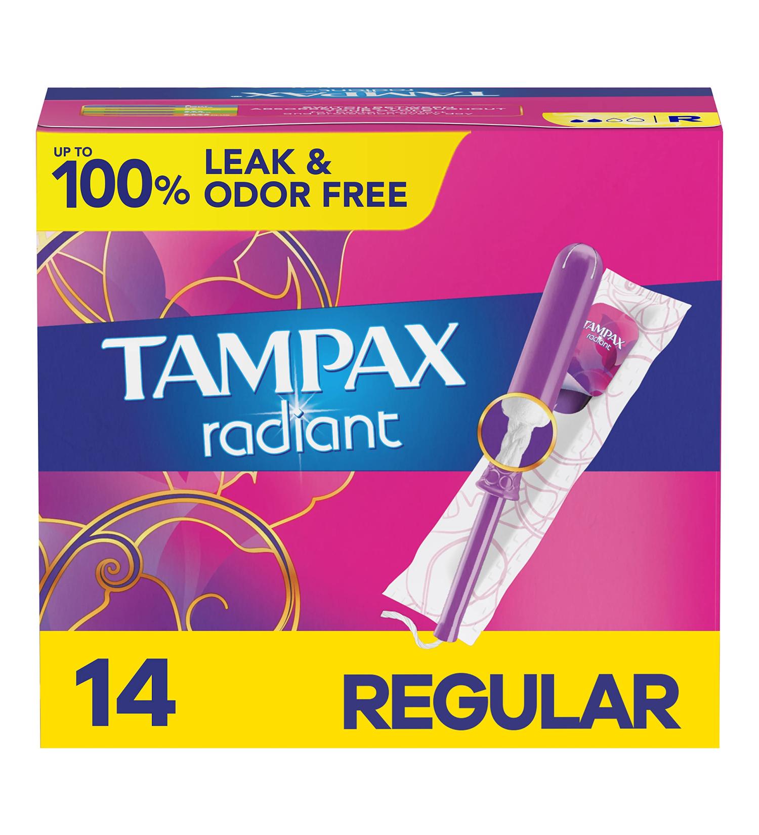 Tampax Radiant Regular Tampons - 14 Count, Unscented - Buy Online on GoSupps.com