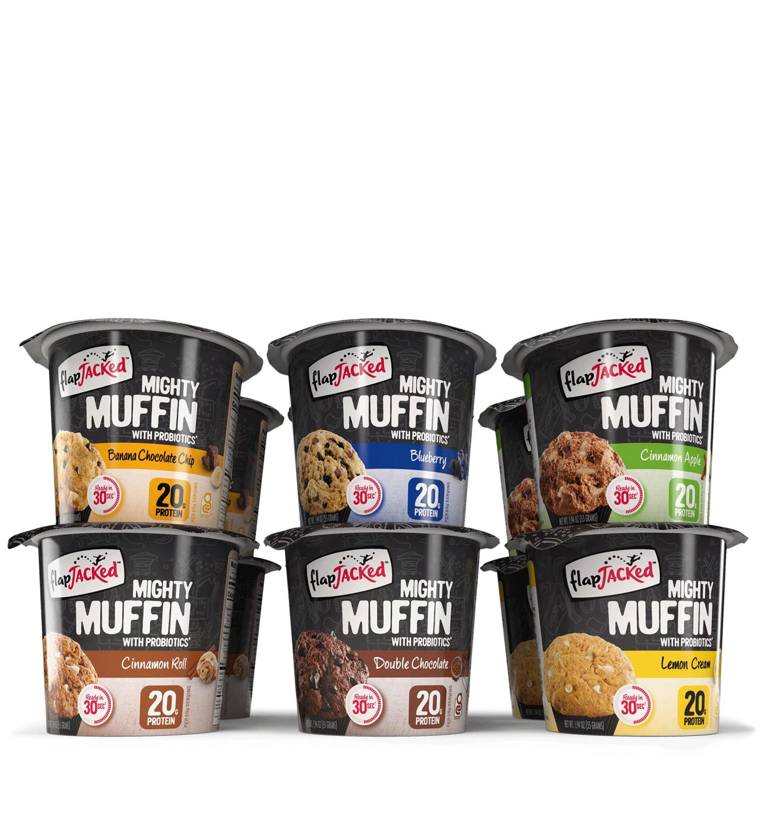 FlapJacked Mighty Muffins Power Breakfast Variety 12 Pack | 20g Protein + Probiotics - Buy Online - Buy Online on GoSupps.com