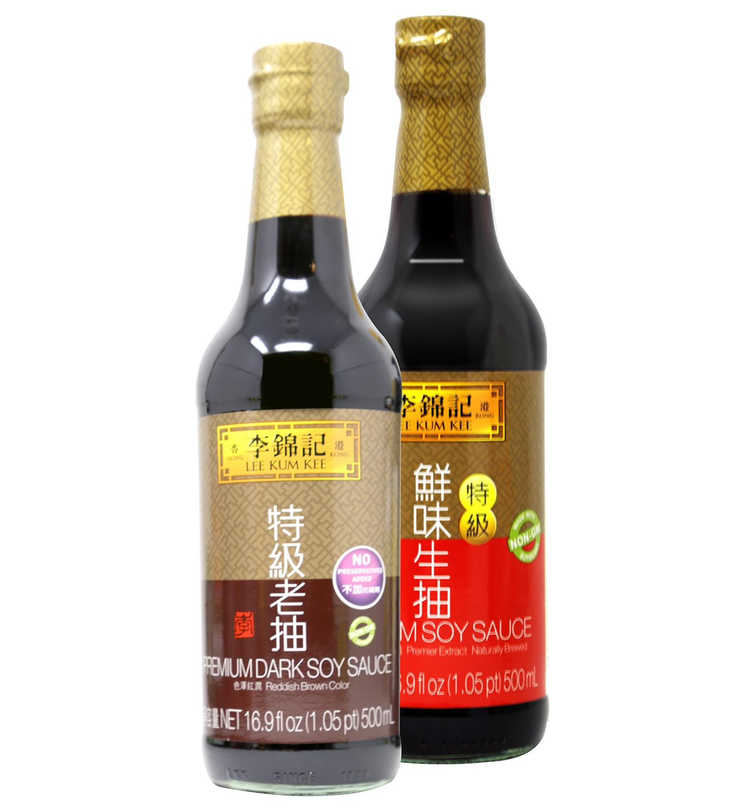 Lee Kum Kee Cooking Premium Soy Sauces / Premium Dark Soy Sauces (Soy + Dark Soy), 33.8Fl Oz, 1.05 pound (pack of 2)