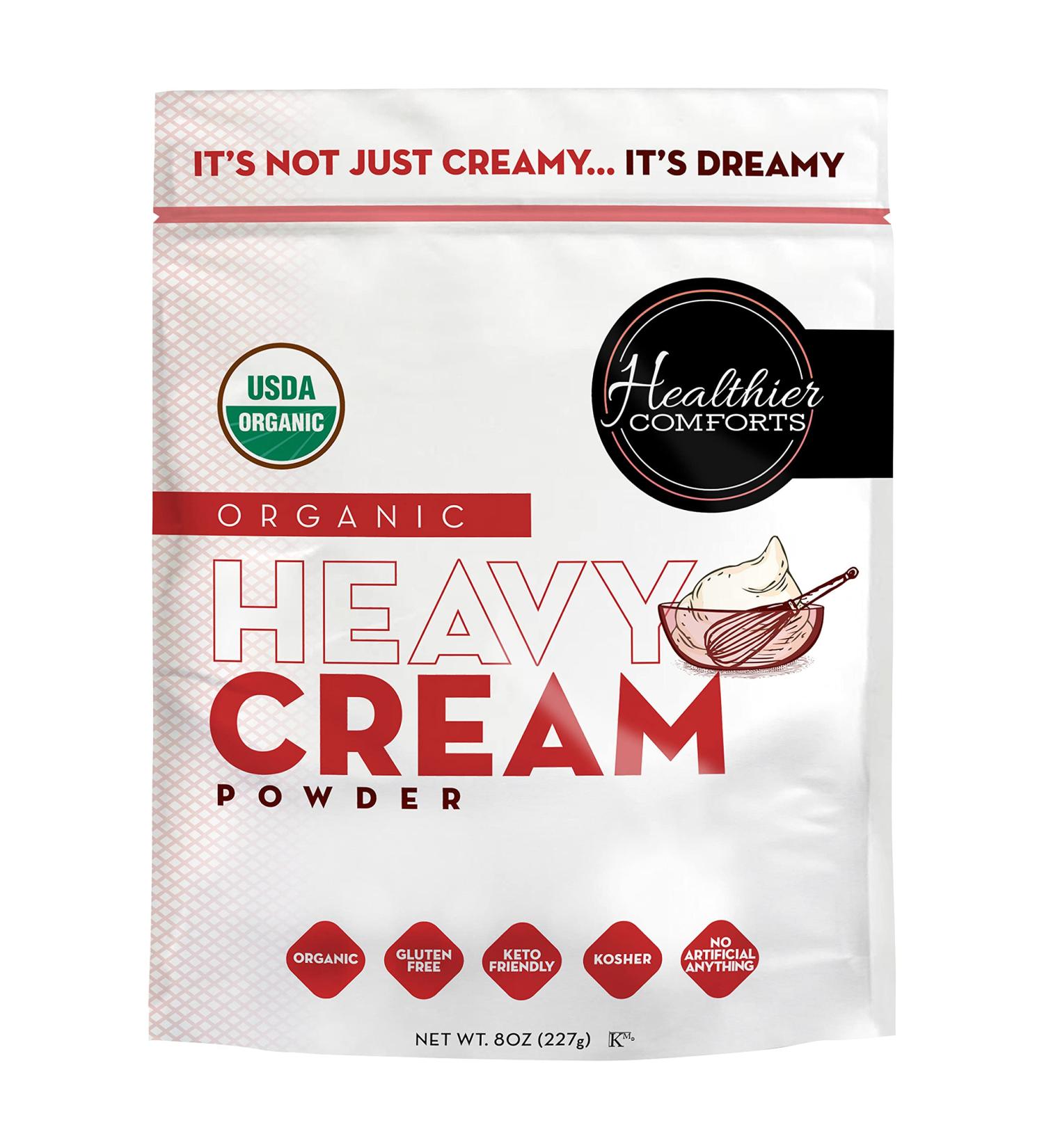 Organic Heavy Cream Powder (72% Butterfat) | USDA Certified, Kosher, Gluten Free | Non-GMO, Keto Friendly | Antibiotic & Hormone Free | Made in USA - 8 oz - Buy Online on GoSupps.com