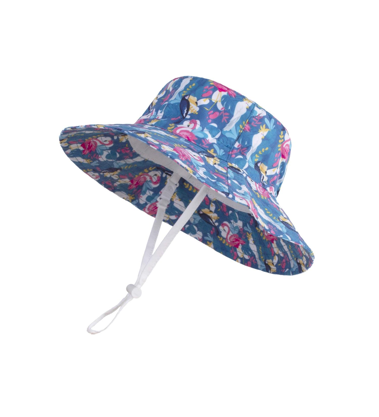 LANGZHEN Baby Girls Beach Sun Hat with Chin Strap - Navy Flamingo, 6-12 Months - Buy Online on GoSupps.com