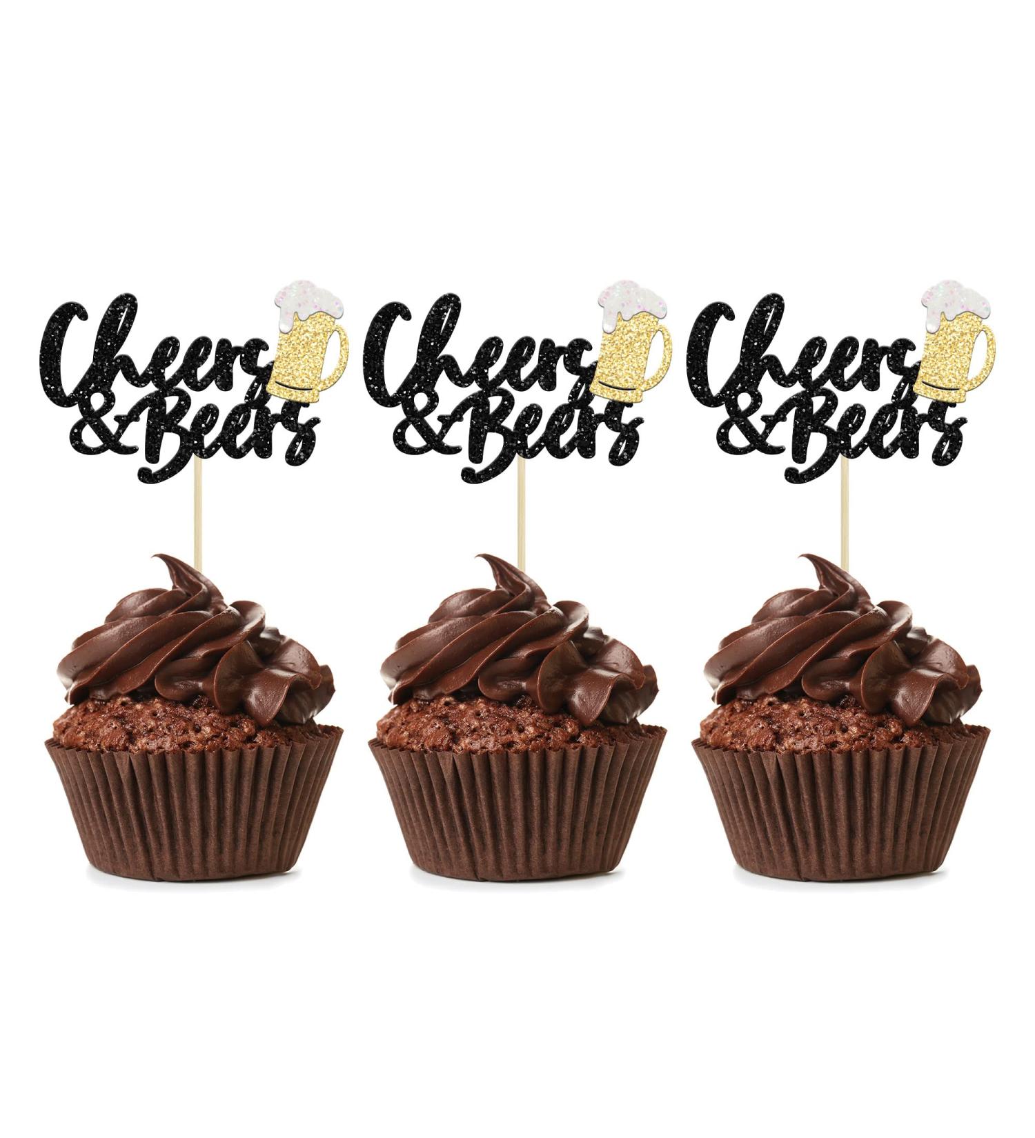 24 Pack Cheers and Beers Cupcake Toppers Glitter Beer Mug Cake Pick Decorations for Baby Shower Birthday Beers Festival Themed Party Supplies Type 1 - Buy Online on GoSupps.com