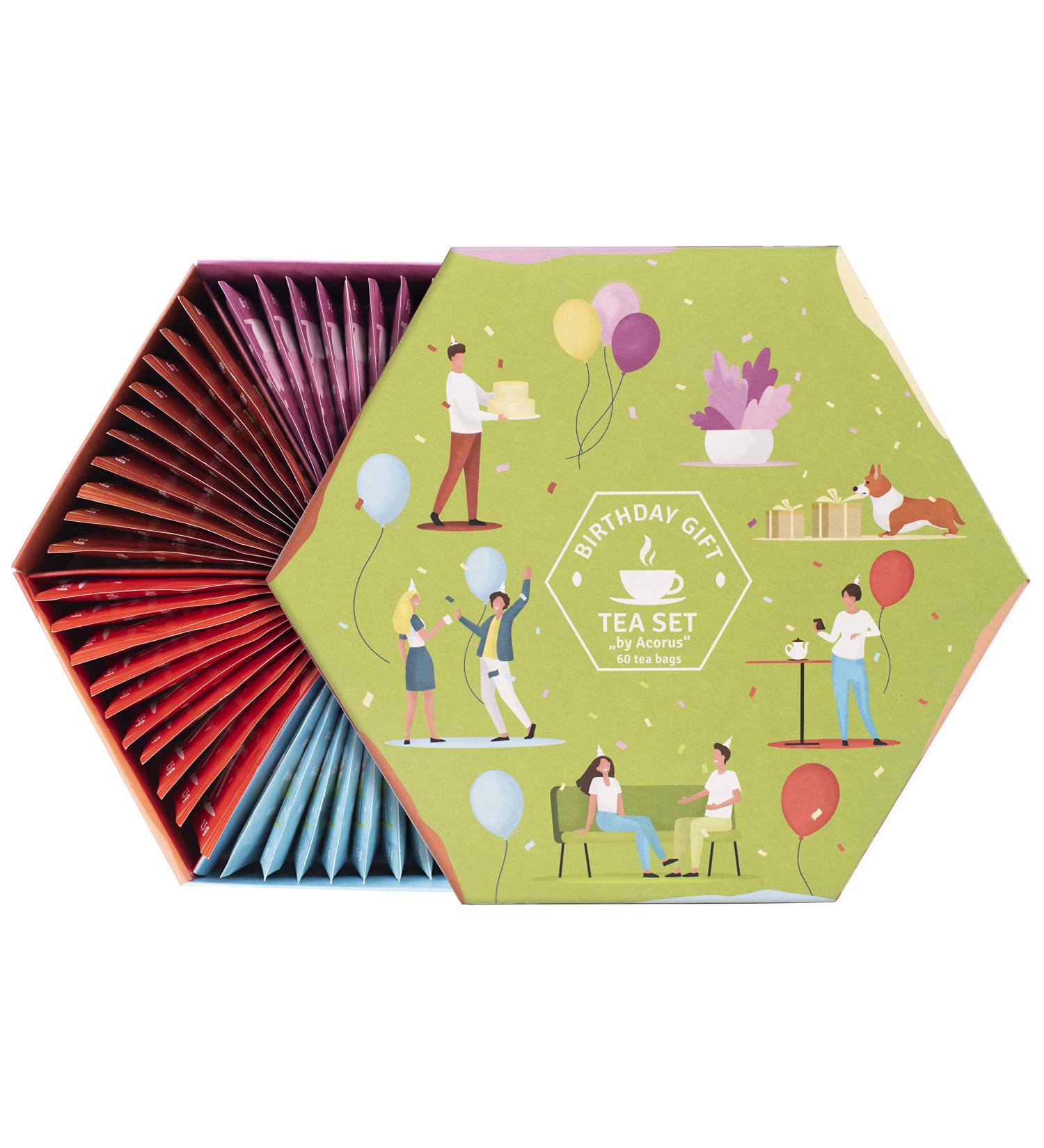 Acorus Gift Tea Set | Natural 6-Flavors Tea Gift Box | Perfect Birthday & Thoughtful Present | 60 Herbal Tea Bags - Buy Online on GoSupps.com