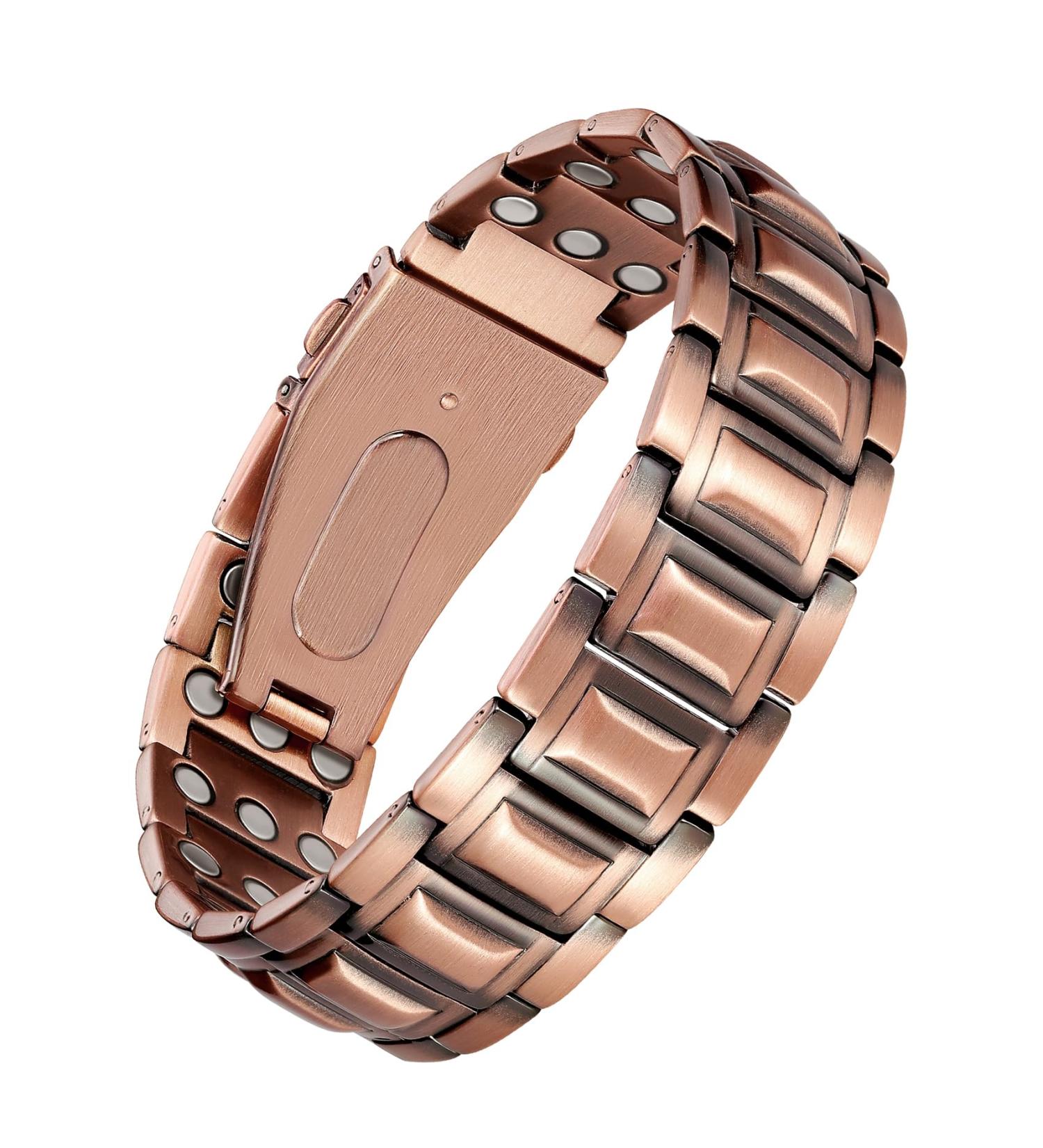 Jecanori 3X Strength Copper Bracelets for Men - Magnetic 3800 Gauss Bracelets with Premium Fold-Over Clasp - Buy Online on GoSupps.com
